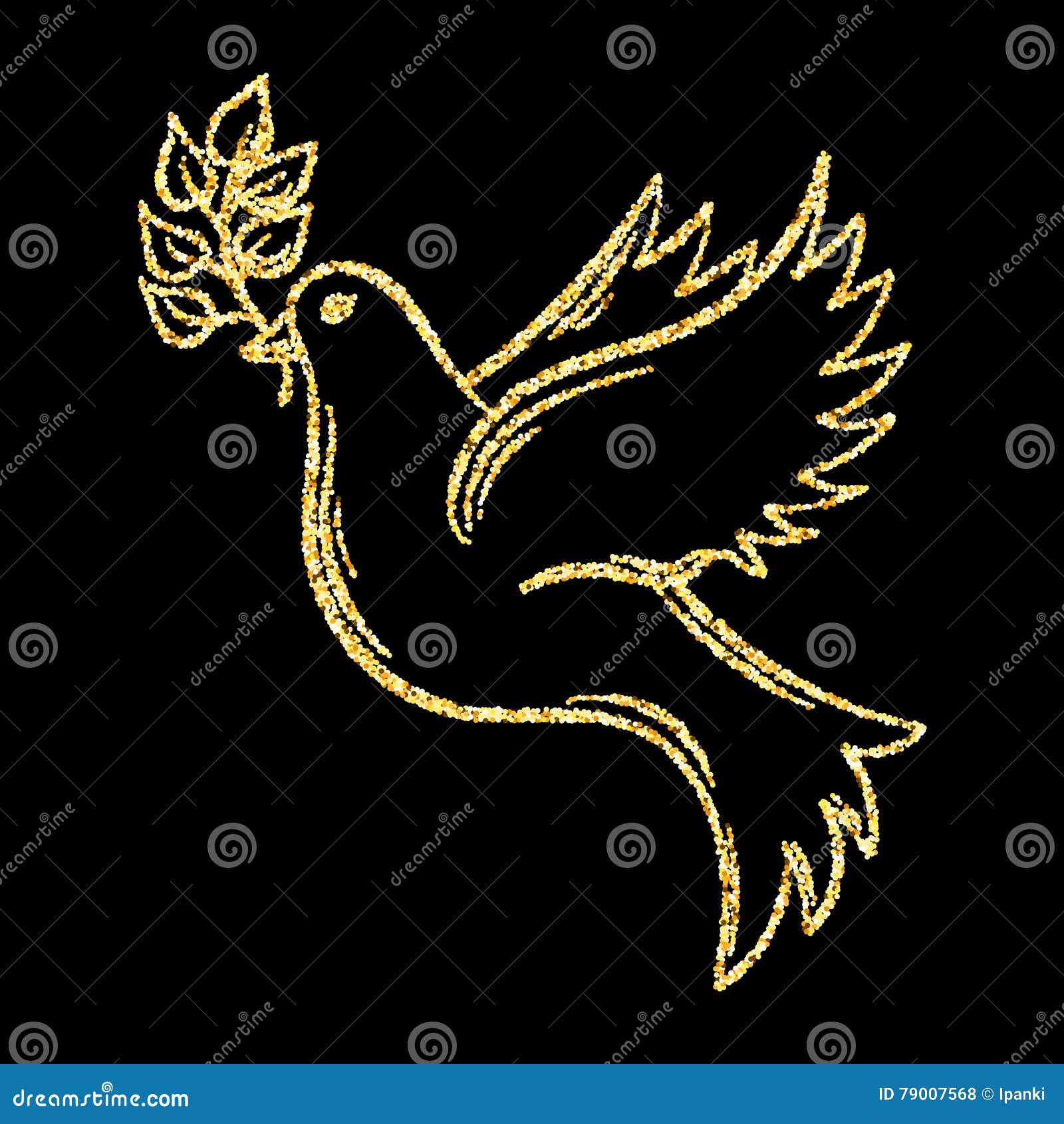 Golden Glitter Dove of Peace on Background, Template for Banner, Card,  Poster, Flyer, Web, Header. Vector Gold Glittering Stock Vector -  Illustration of elegance, green: 79007568