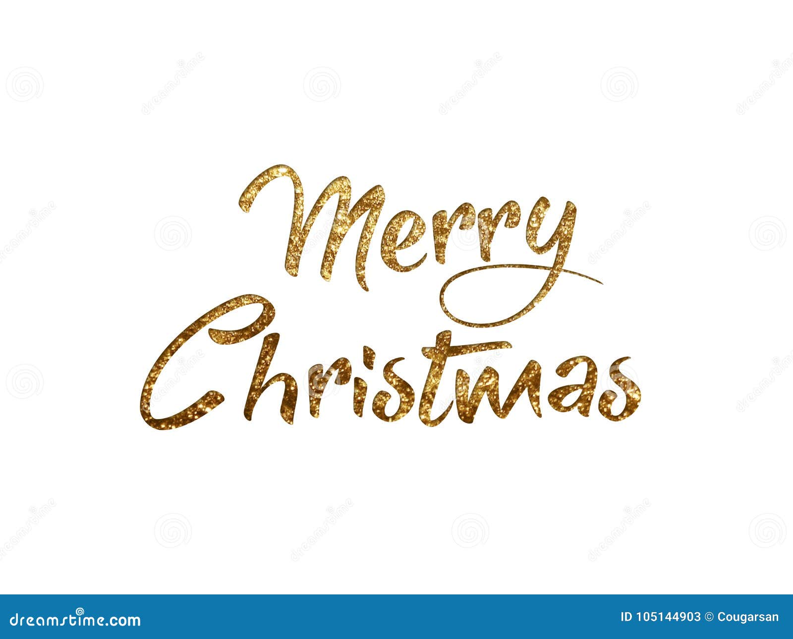 Golden Glitter Isolated Hand Writing Word MERRY CHRISTMAS Stock