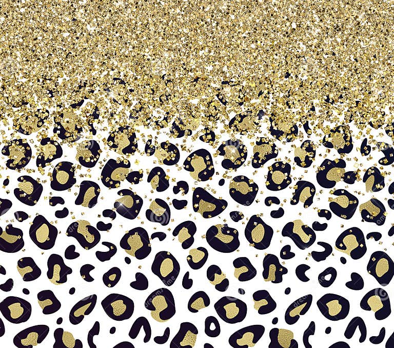 Golden Glitter Leopard Print Background. Stock Illustration ...