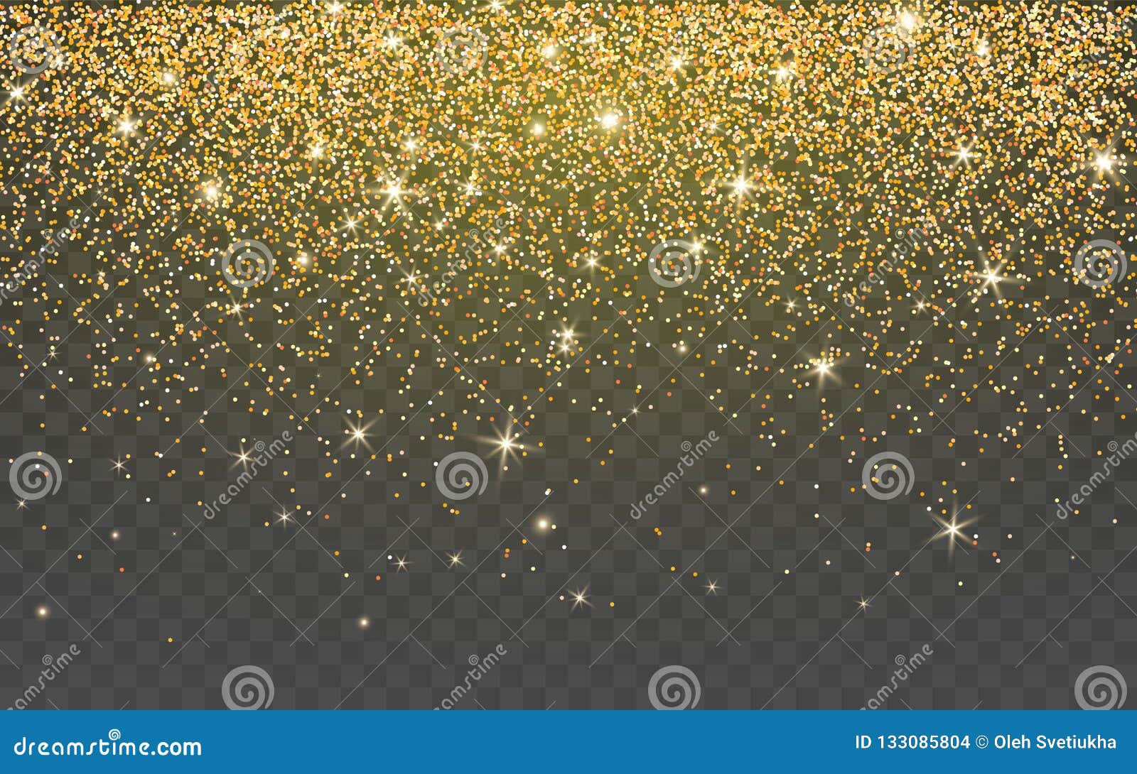 golden glitter sparkle on a transparent background. gold vibrant background with twinkle lights.  