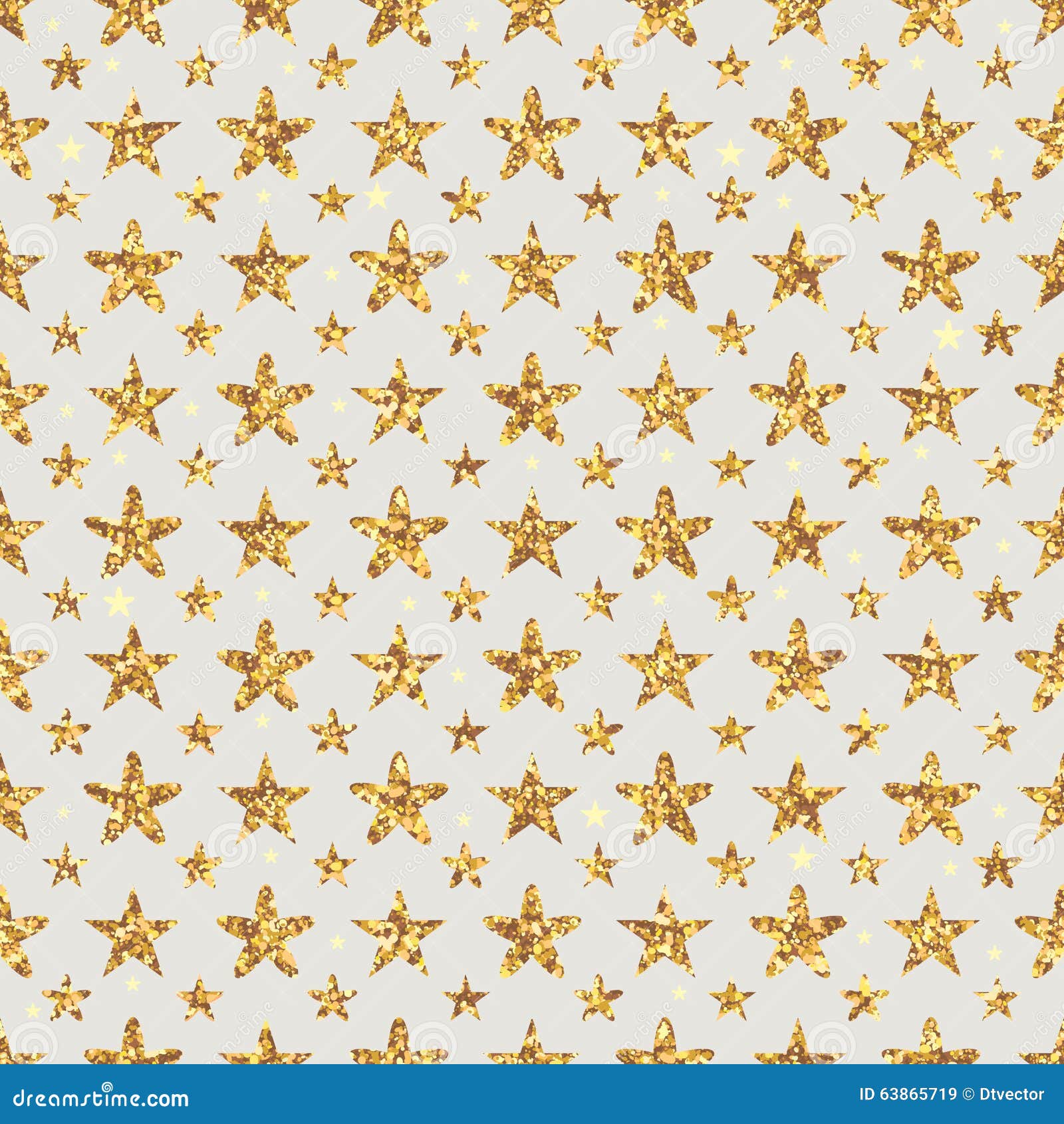 golden glitter star flower symmetry seamless pattern