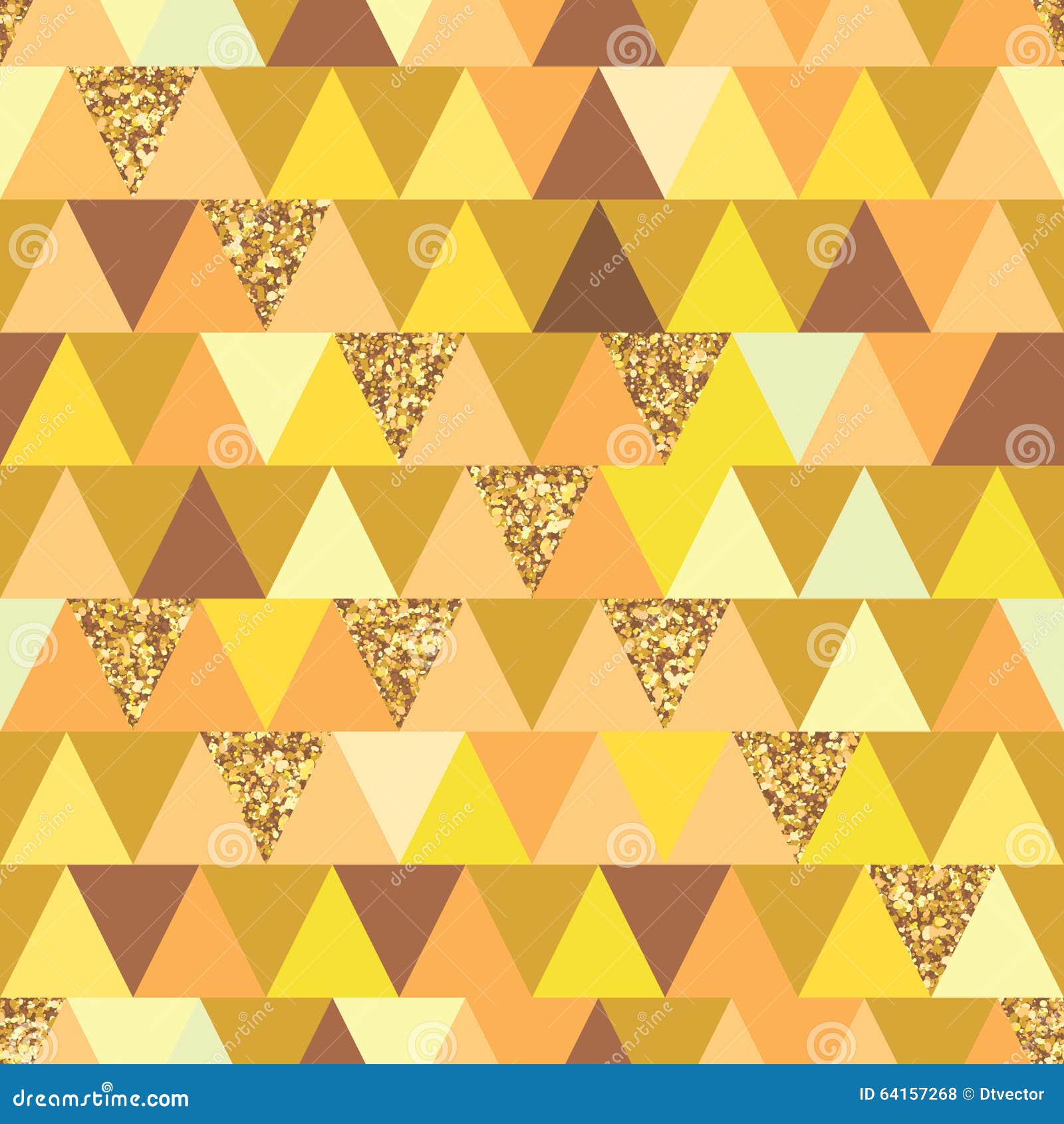 golden glitter triangle symmetry seamless pattern