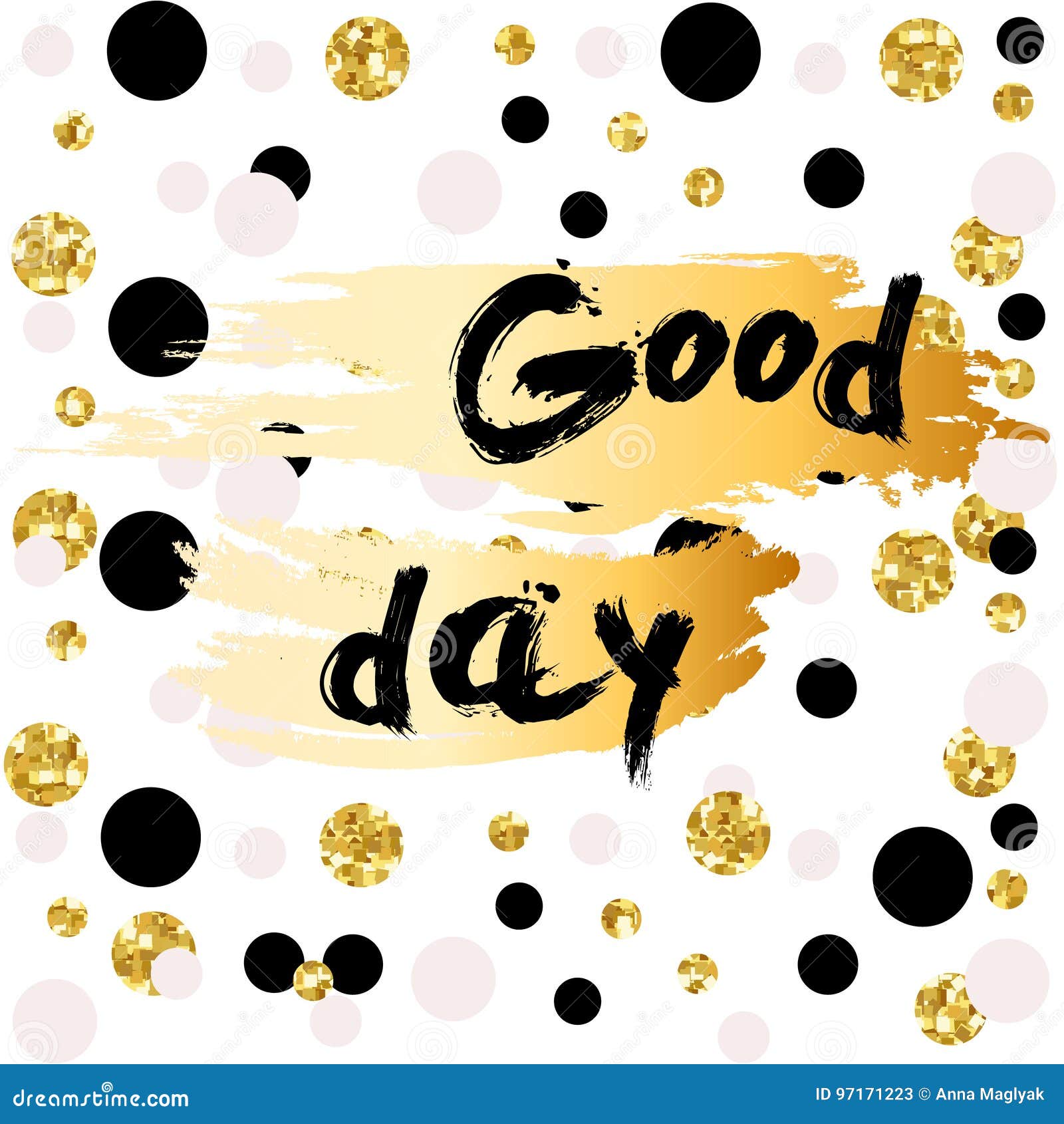 Golden Glitter Words Good Day Stock Vector - Illustration of ...