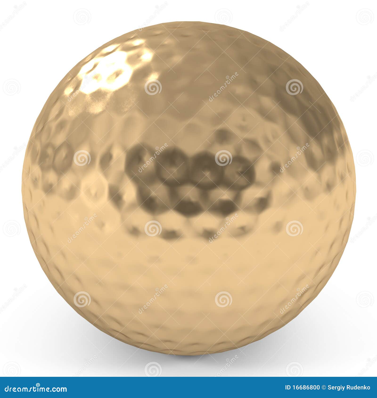 Golden Golf Ball Isolated on White Stock Illustration - Illustration of ...