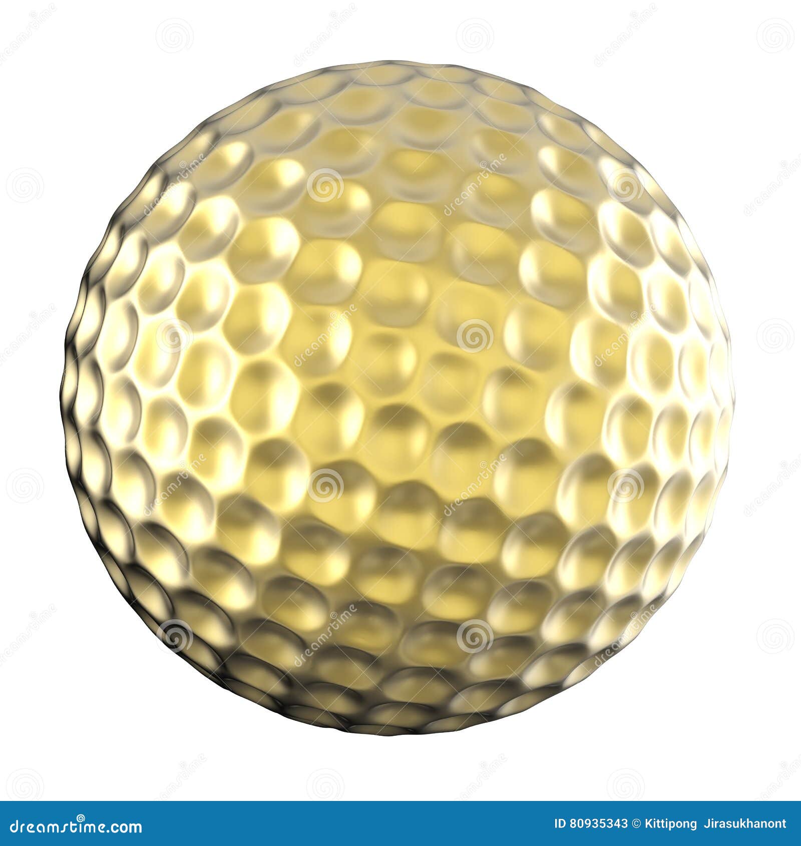 Golden Golf Ball Isolated on White Stock Image - Image of rendering ...
