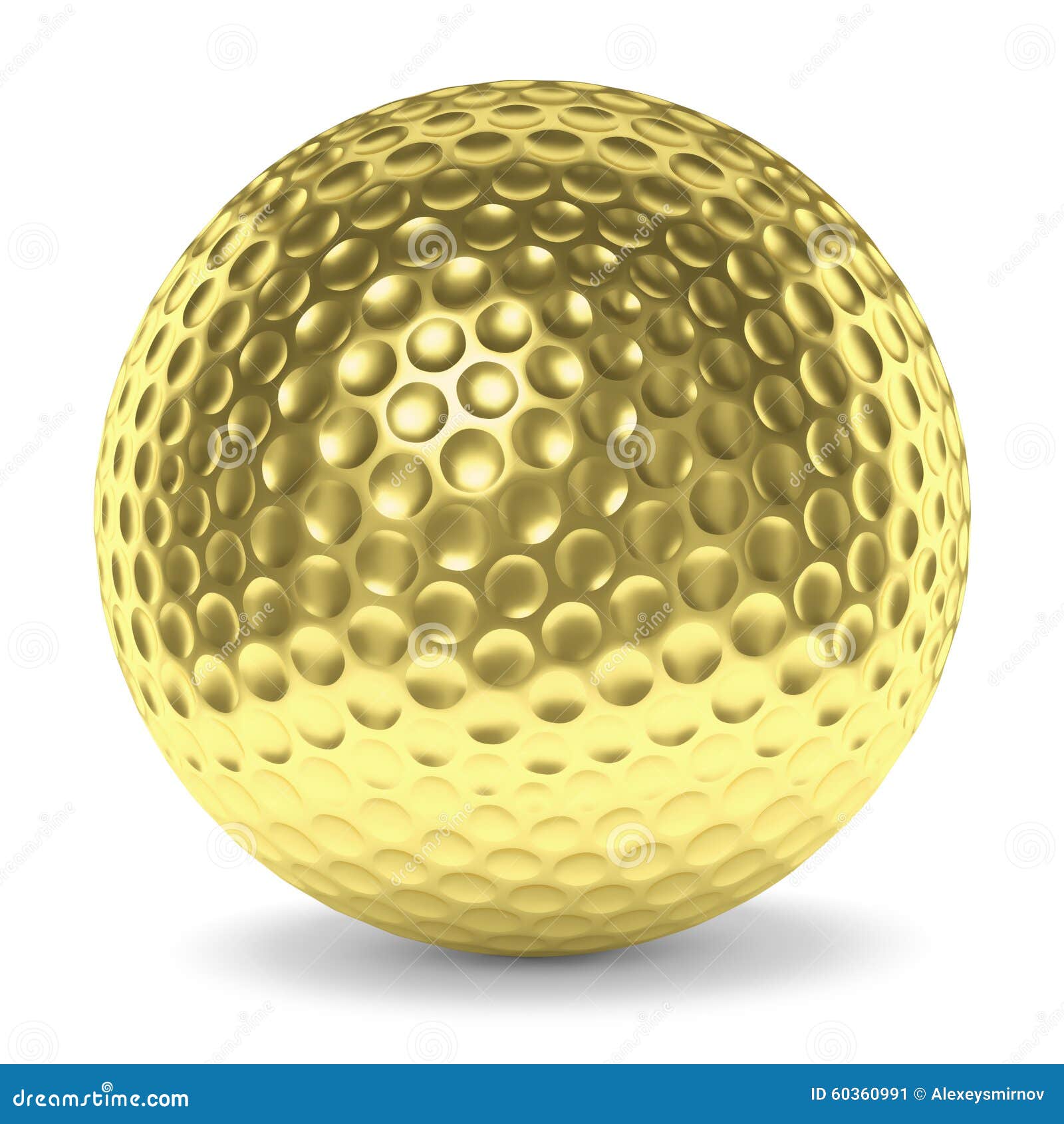 Golden Golf Ball with Shadow Isolated on White Stock Illustration ...