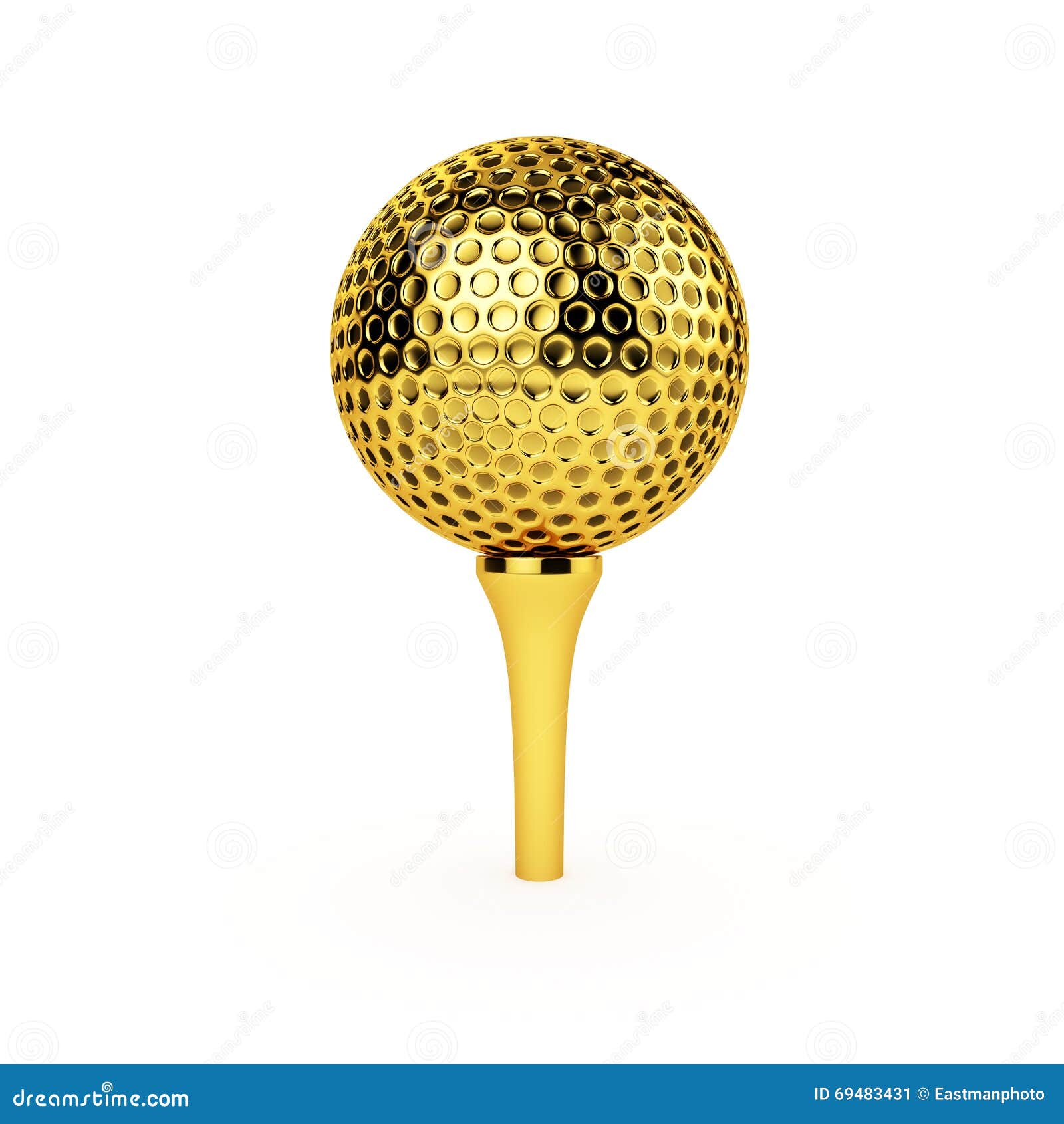 Golden Golf Ball and Tee stock illustration. Illustration of play ...