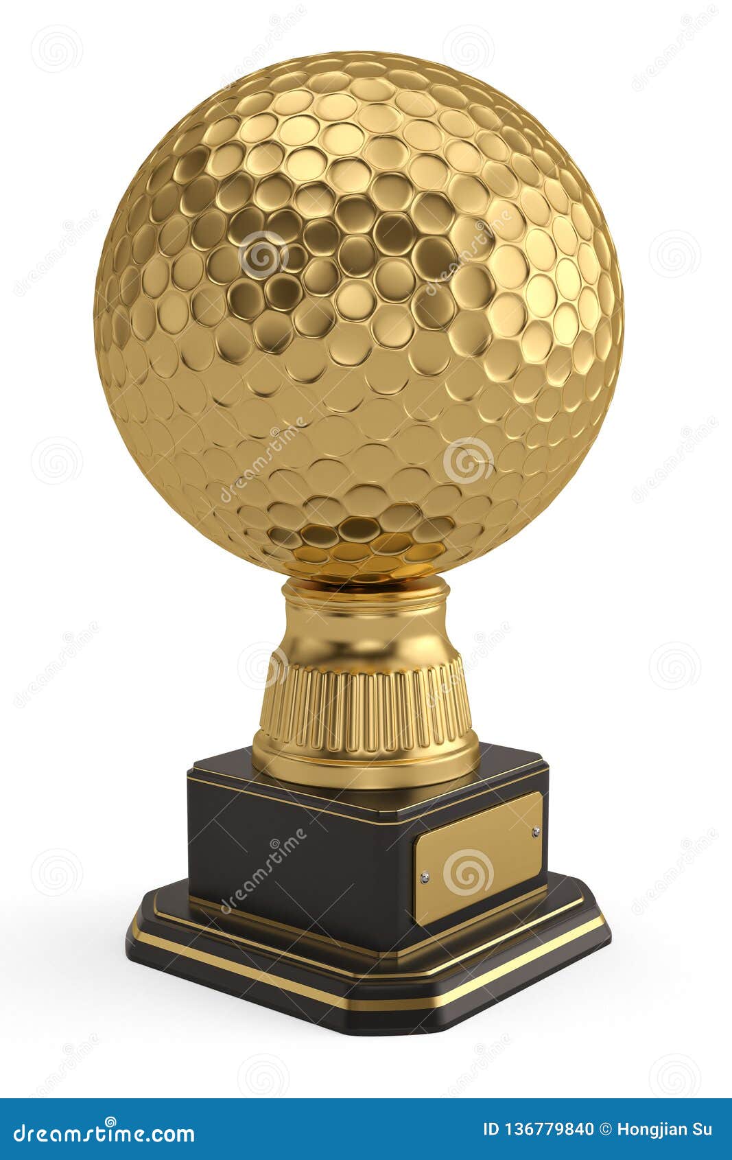 Golden Golf Trophy Isolated on White Background. 3D Illustration Stock ...