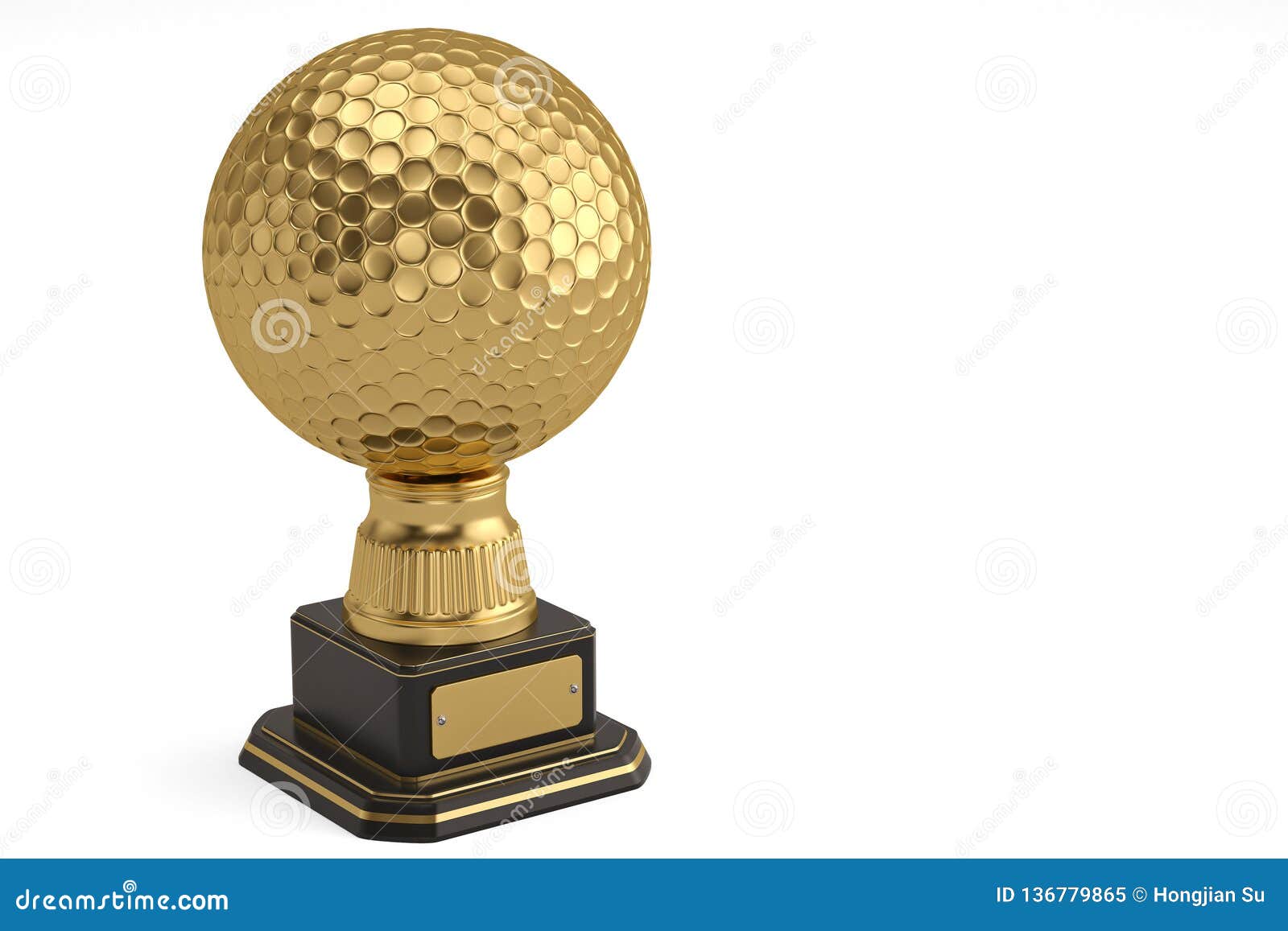 Golden Golf Trophy Isolated On White Background. 3D Illustration Stock ...