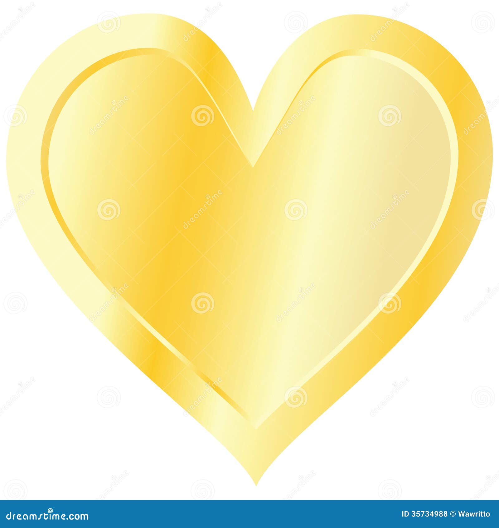 Golden Heart Isolated on White Background Stock Vector Illustration of valentines, effect