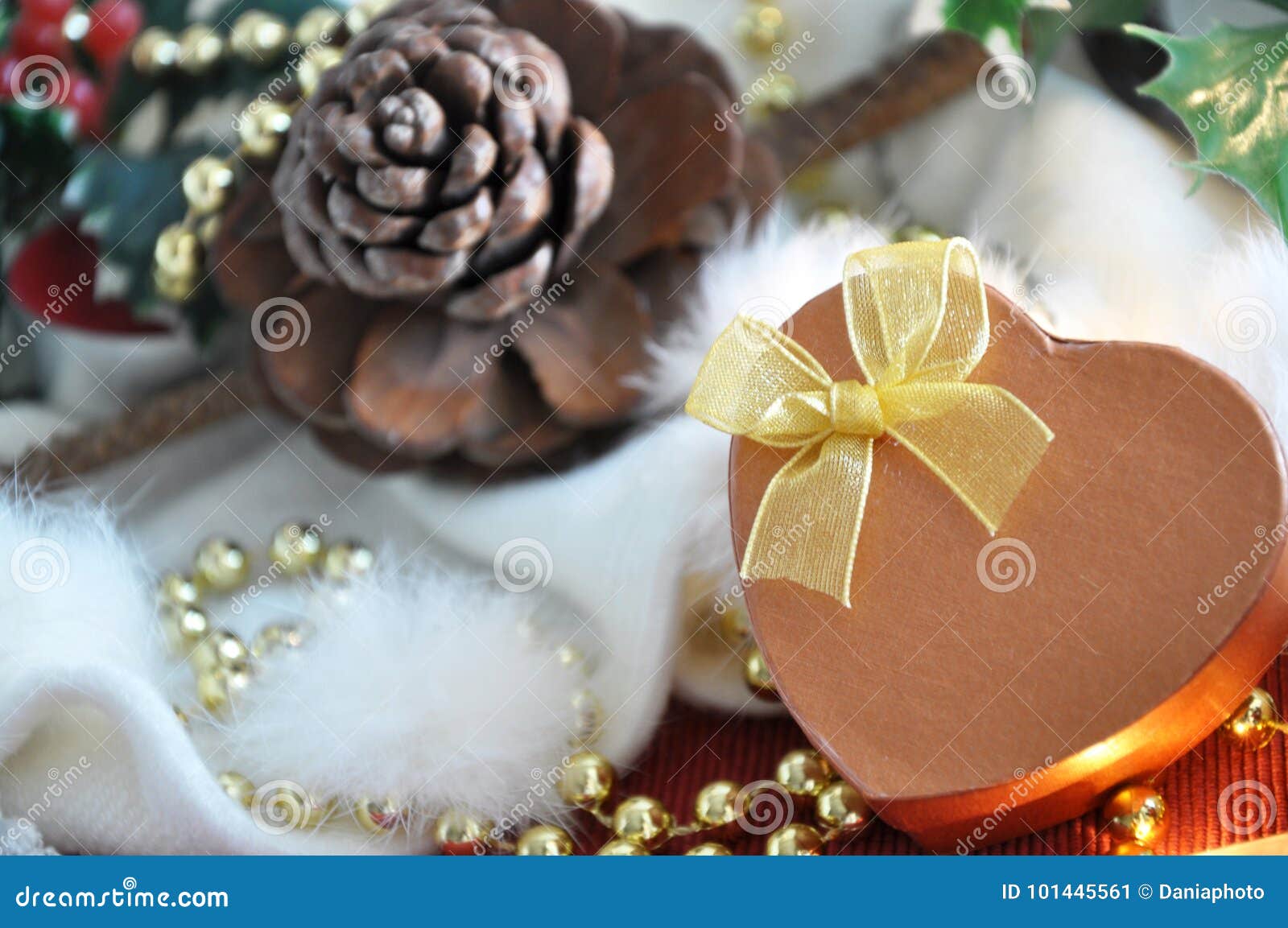 Golden Heart Shape Present Box Stock Image Image of greeting