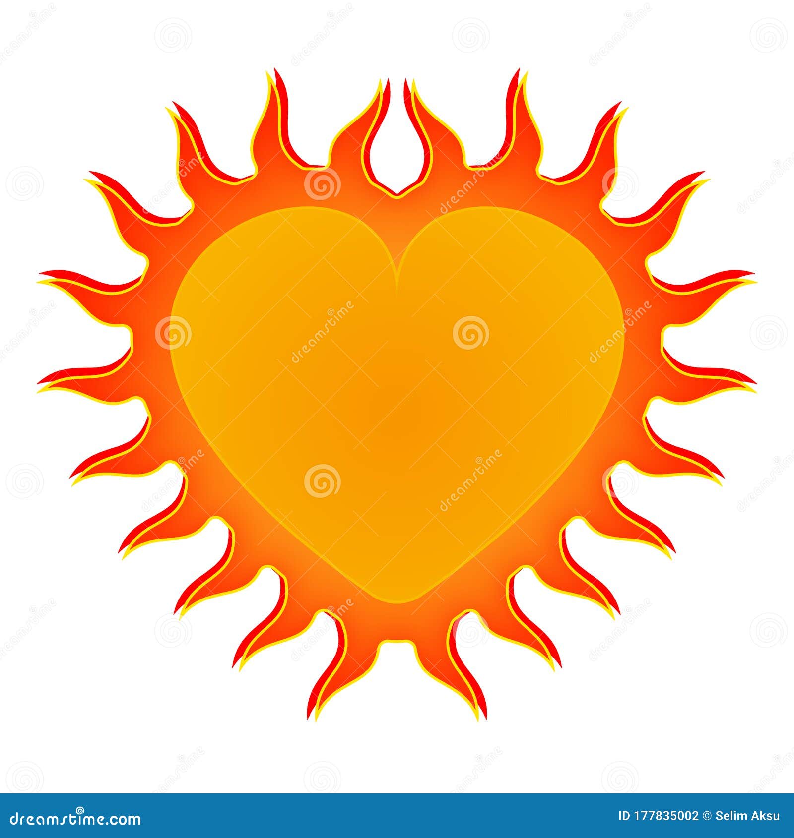 A Golden Heart Sun Shines Red Flames. Stock Photo - Illustration of frame,  shines: 177835002, image size:1600x1690