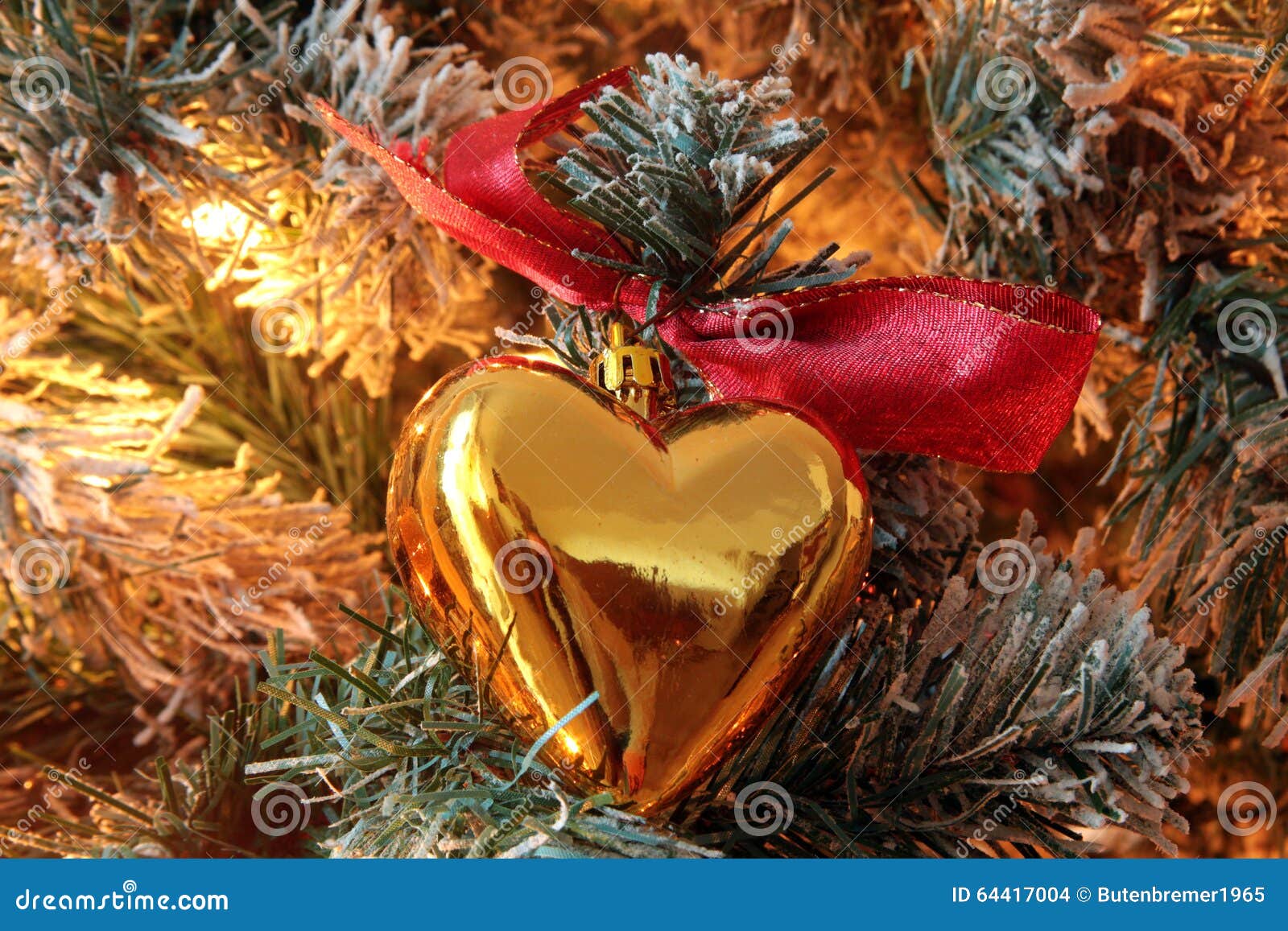 golden hearted christmas tree ornament