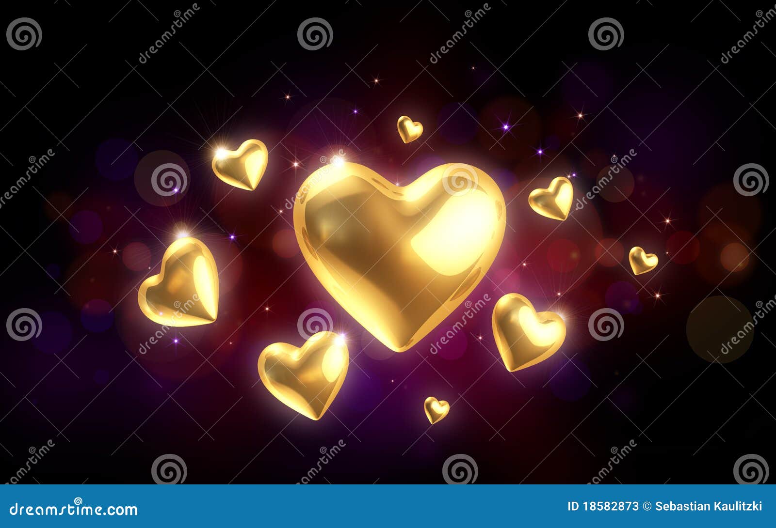 Golden hearts stock illustration. Illustration of greeting - 18582873