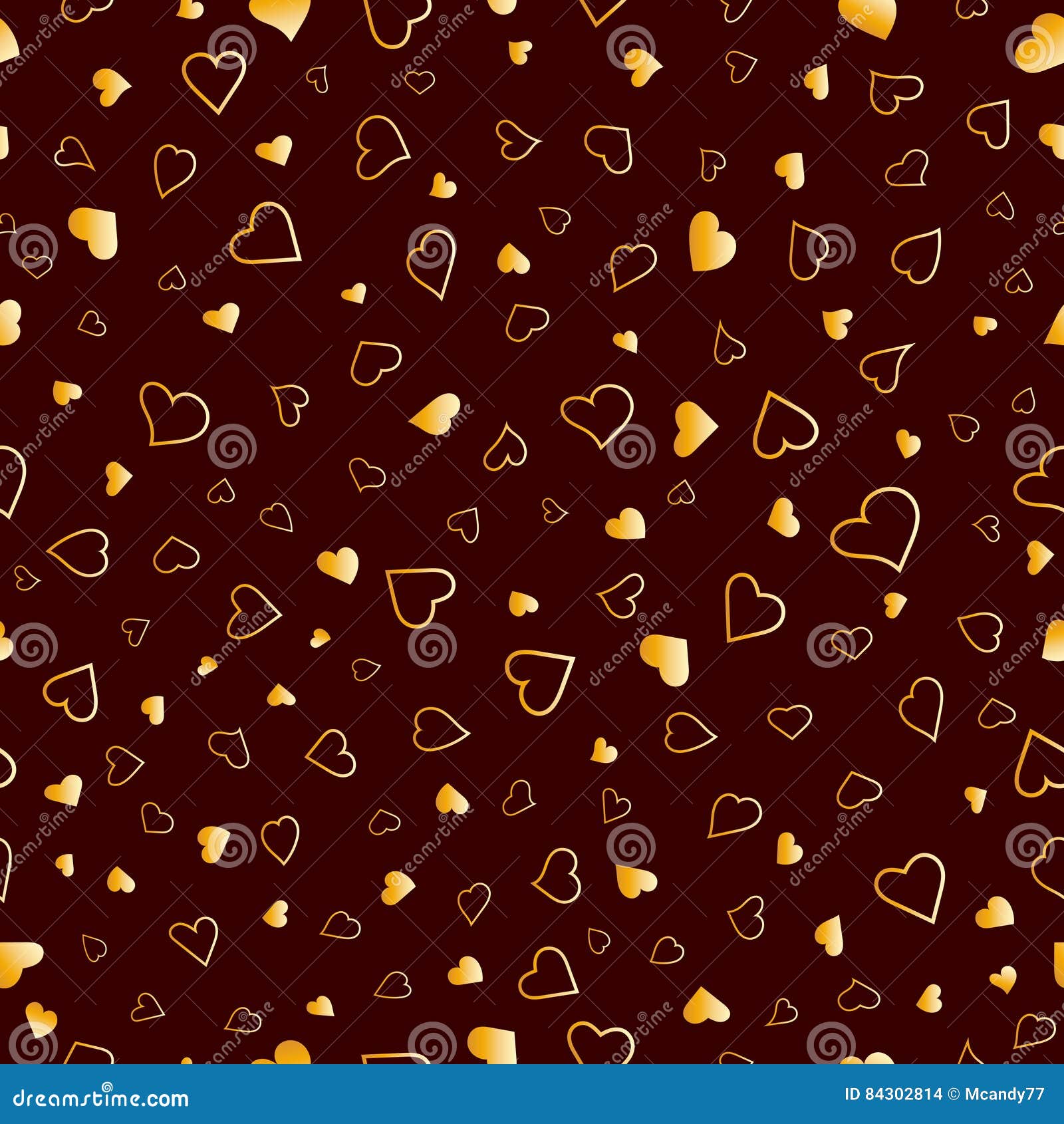 Golden Hearts Seamless Pattern Valentines Texture Stock Vector