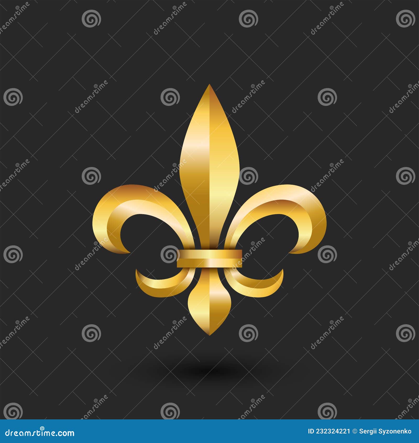 Golden Heraldic Lily 3d Logo, Gold Gradient Faceted Emblem Creative ...