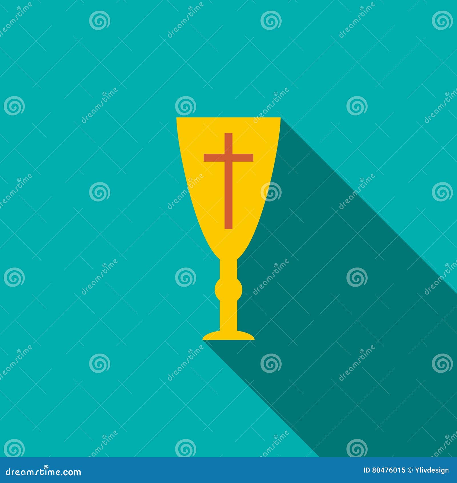 Golden Holy Chalice Icon, Flat Style Stock Vector - Illustration of ...