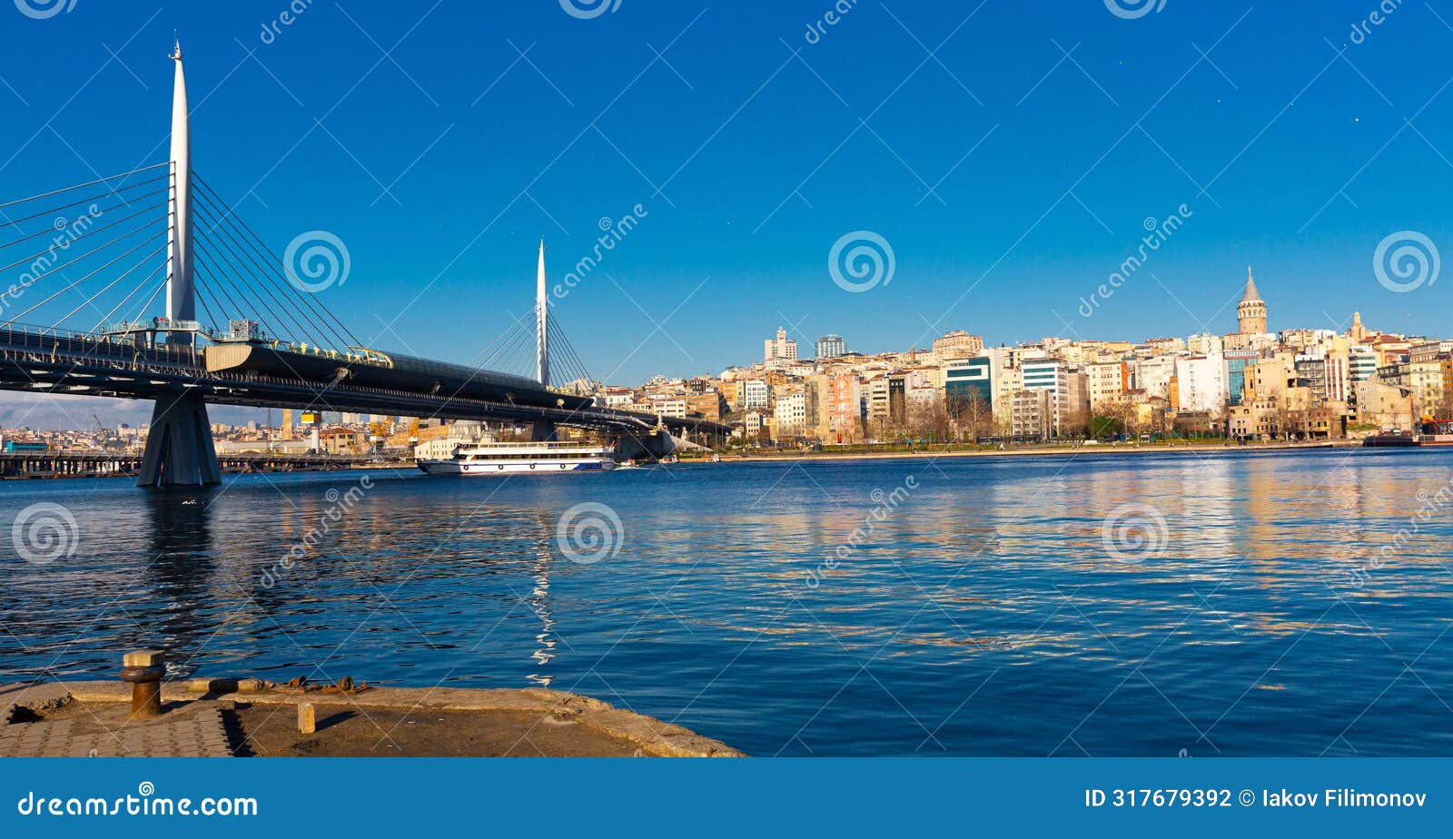 golden horn with metro bridge connecting beyoglu and fatih, istanbul, turkey