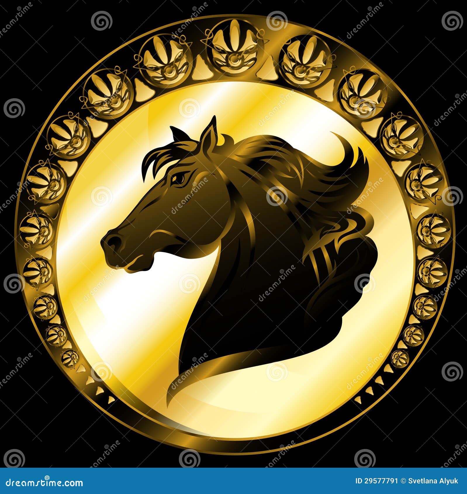 Golden horse vector stock vector. Illustration of graphic - 29577791