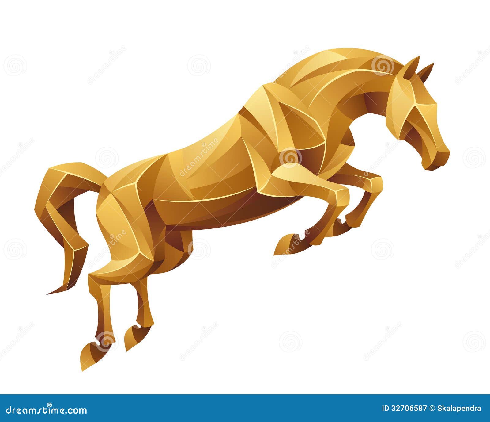 Golden horse jumping stock vector. Illustration of iron - 32706587