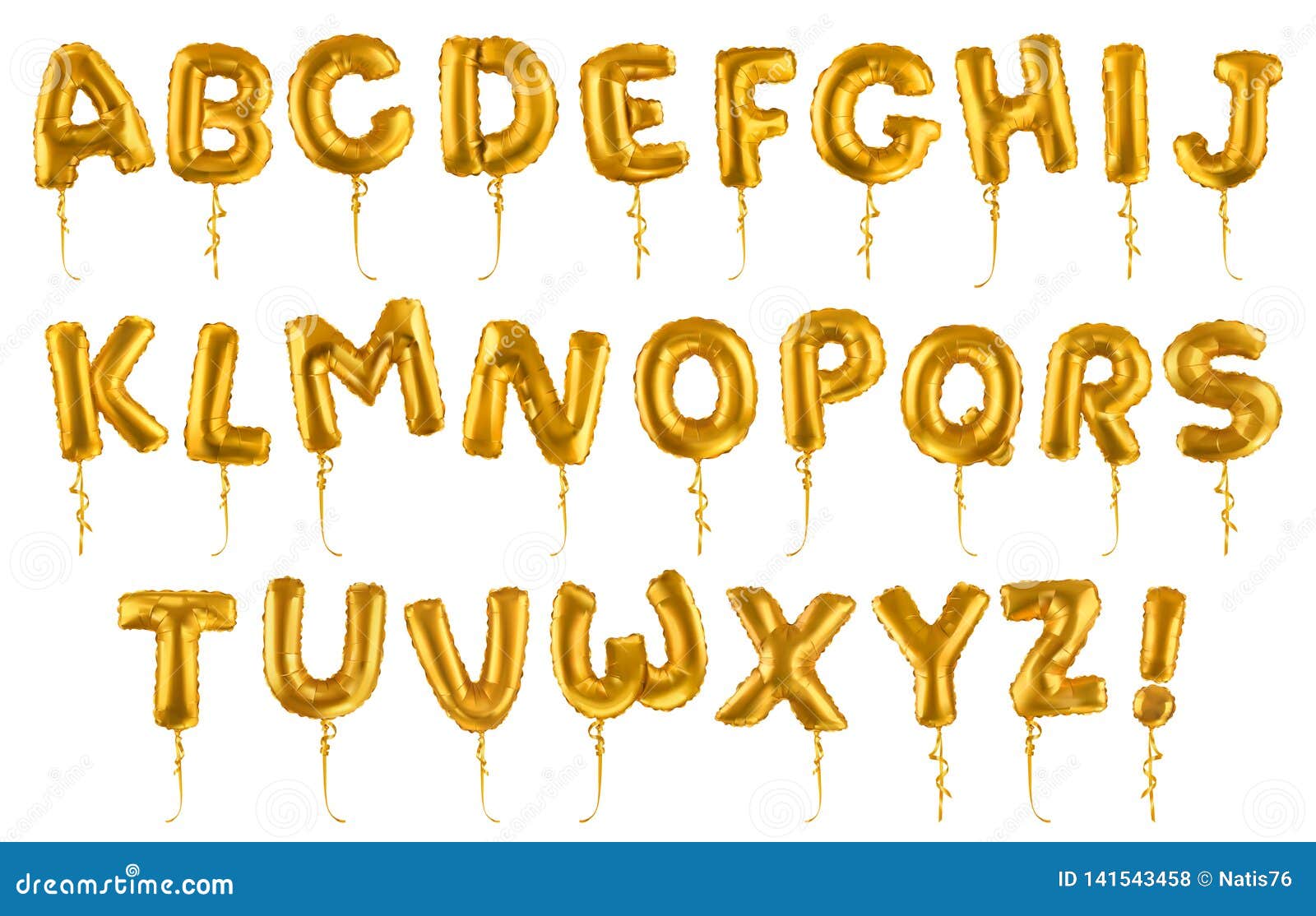 golden inflatable toy balloons font. 3d  realistic set. letters from a to z