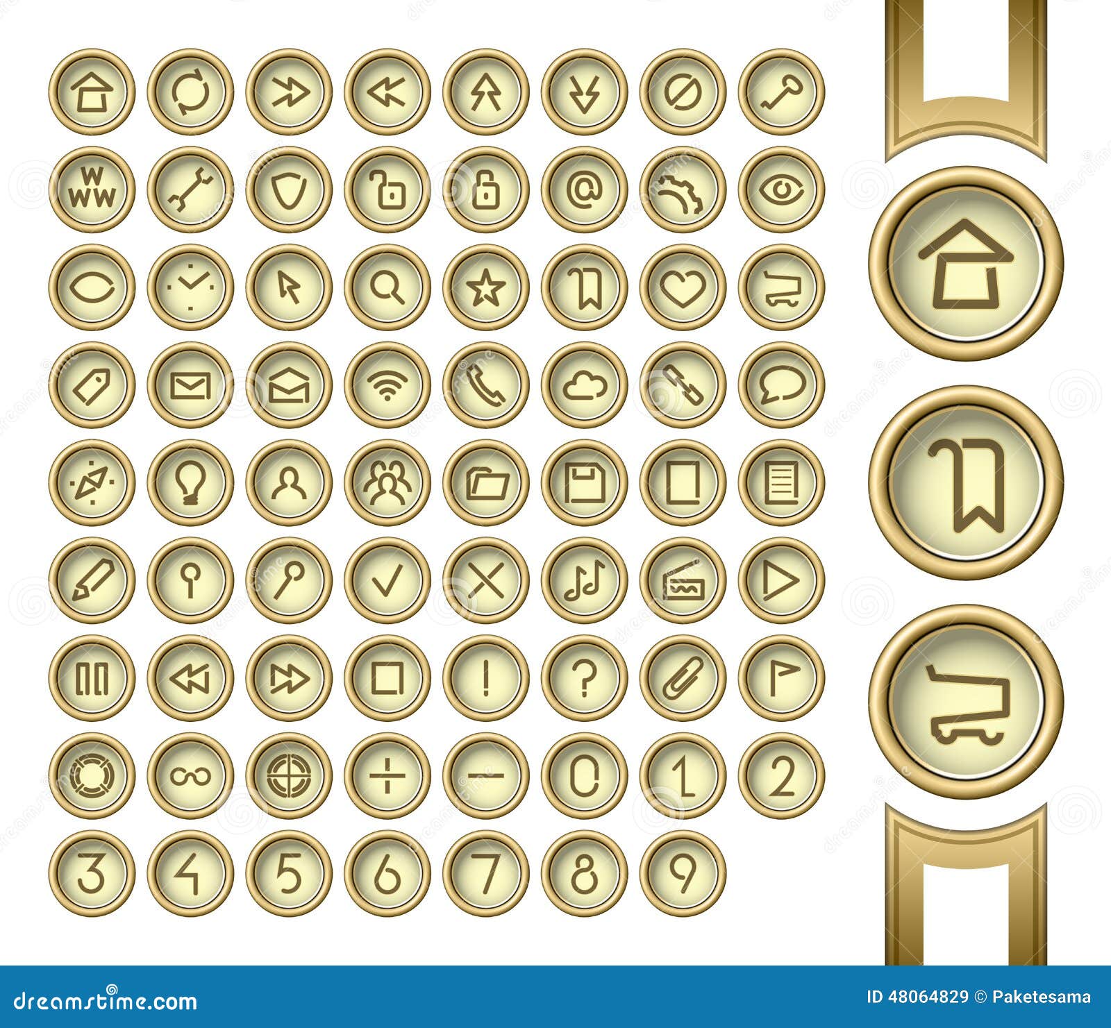 Golden interface buttons. stock vector. Illustration of bank - 48064829