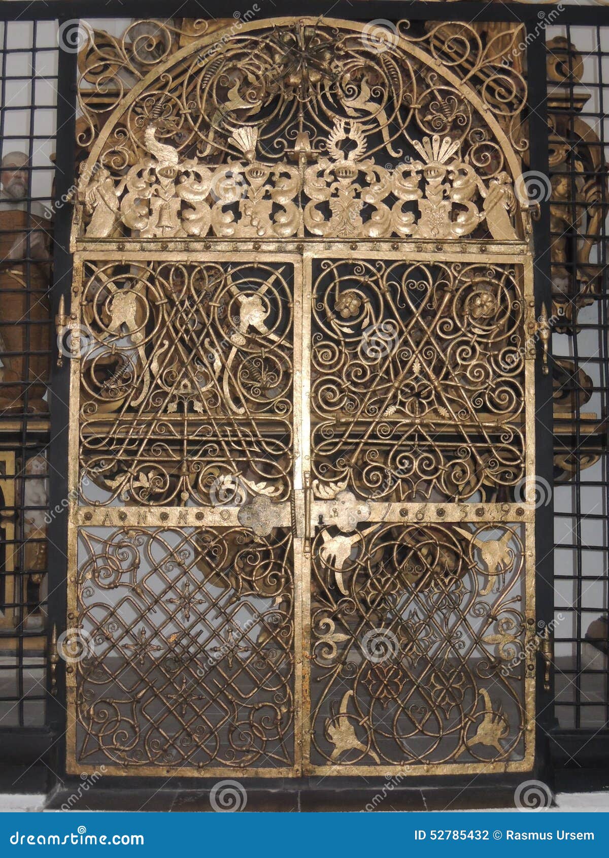 Golden Iron Gate with Ornaments Stock Photo Image of ornament, gold