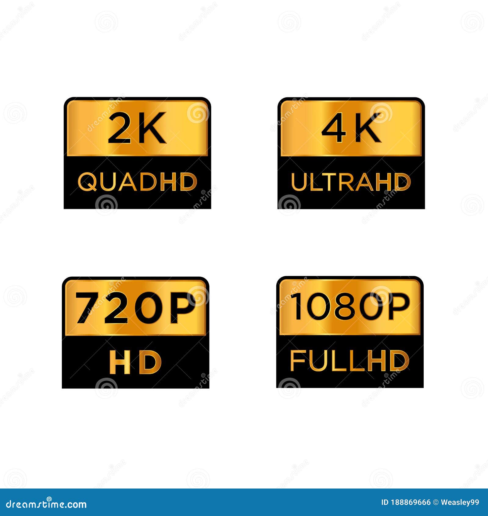 Golden 2k Quad Hd 4k Ultra Hd 7 Hd And 1080p Full Hd Video Resolution Icon Logo High Definition Tv Game Screen Monitor Dis Stock Vector Illustration Of Full 1080