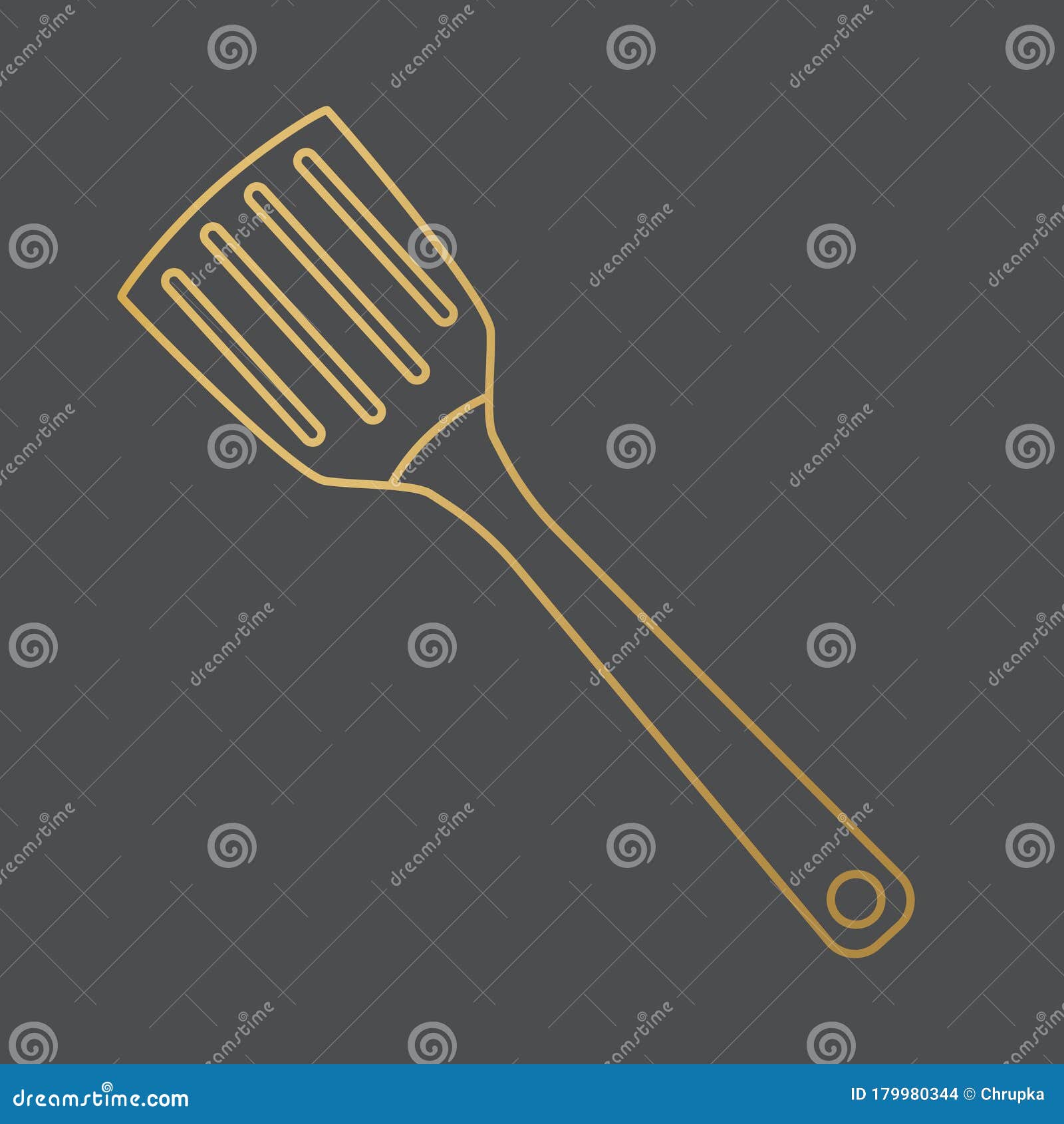 Golden Kitchen Spatula Icon Stock Vector Illustration of home