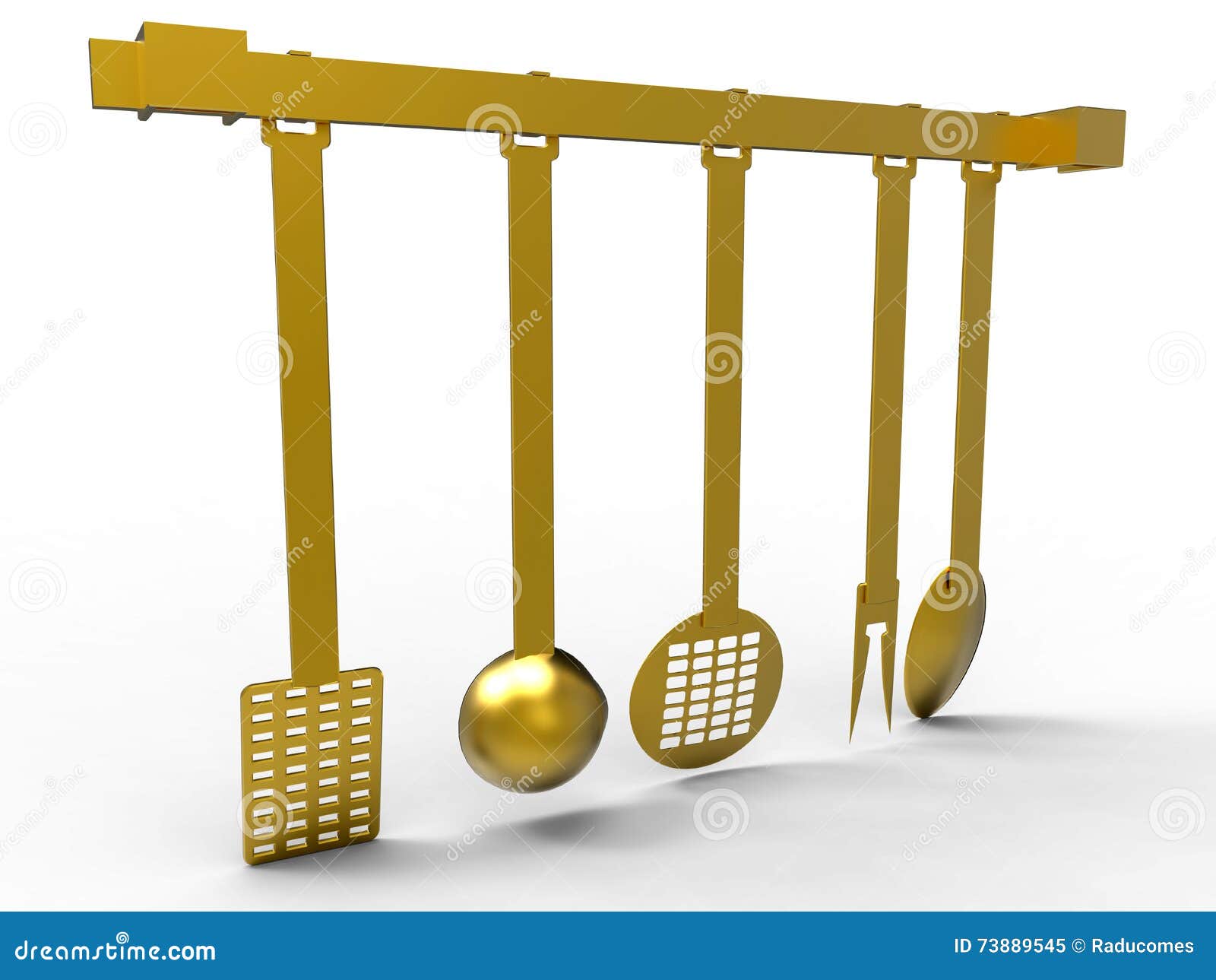 Golden kitchen tools stock illustration. Illustration of everyday