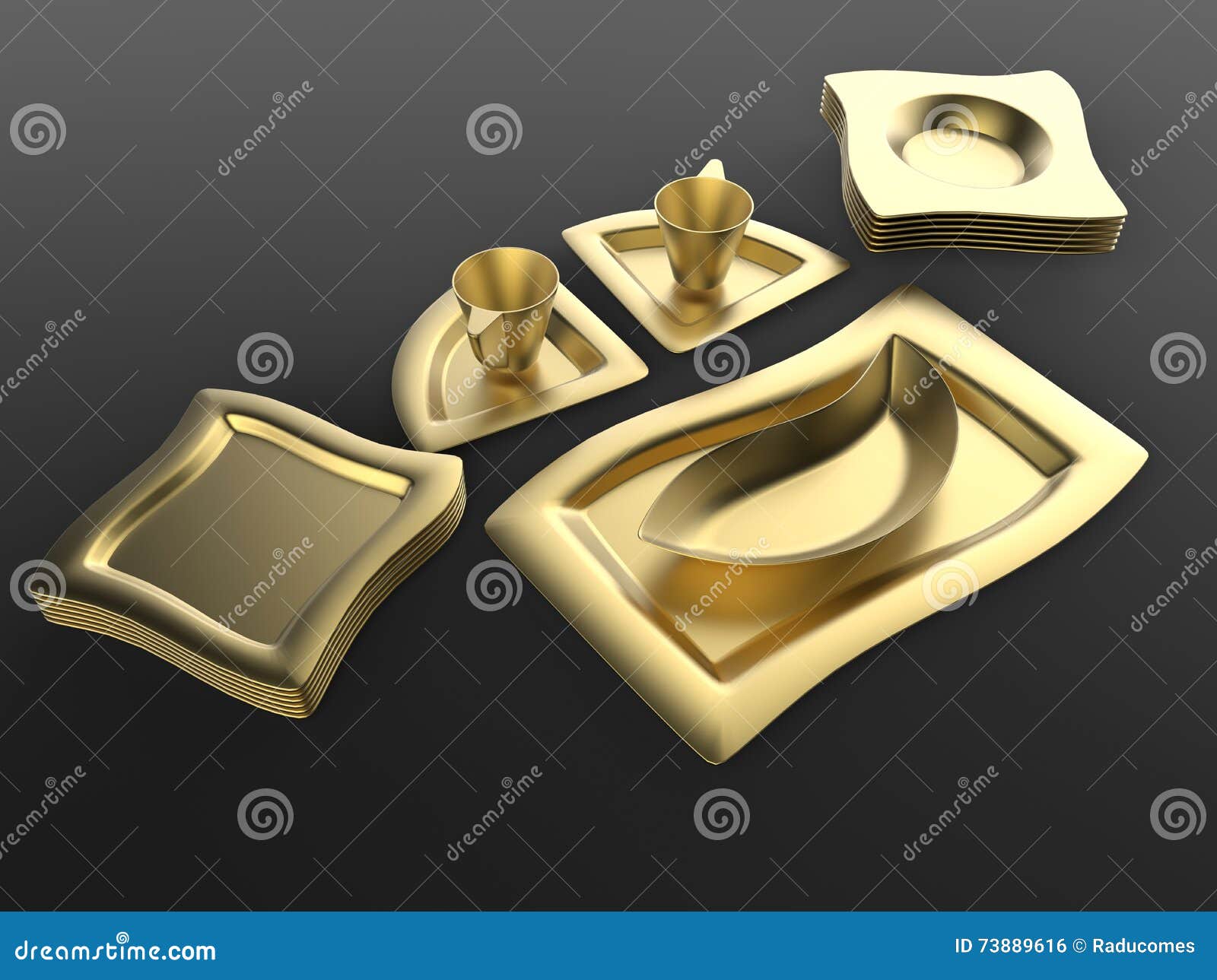 Golden kitchenware stock illustration. Illustration of fashioned ...