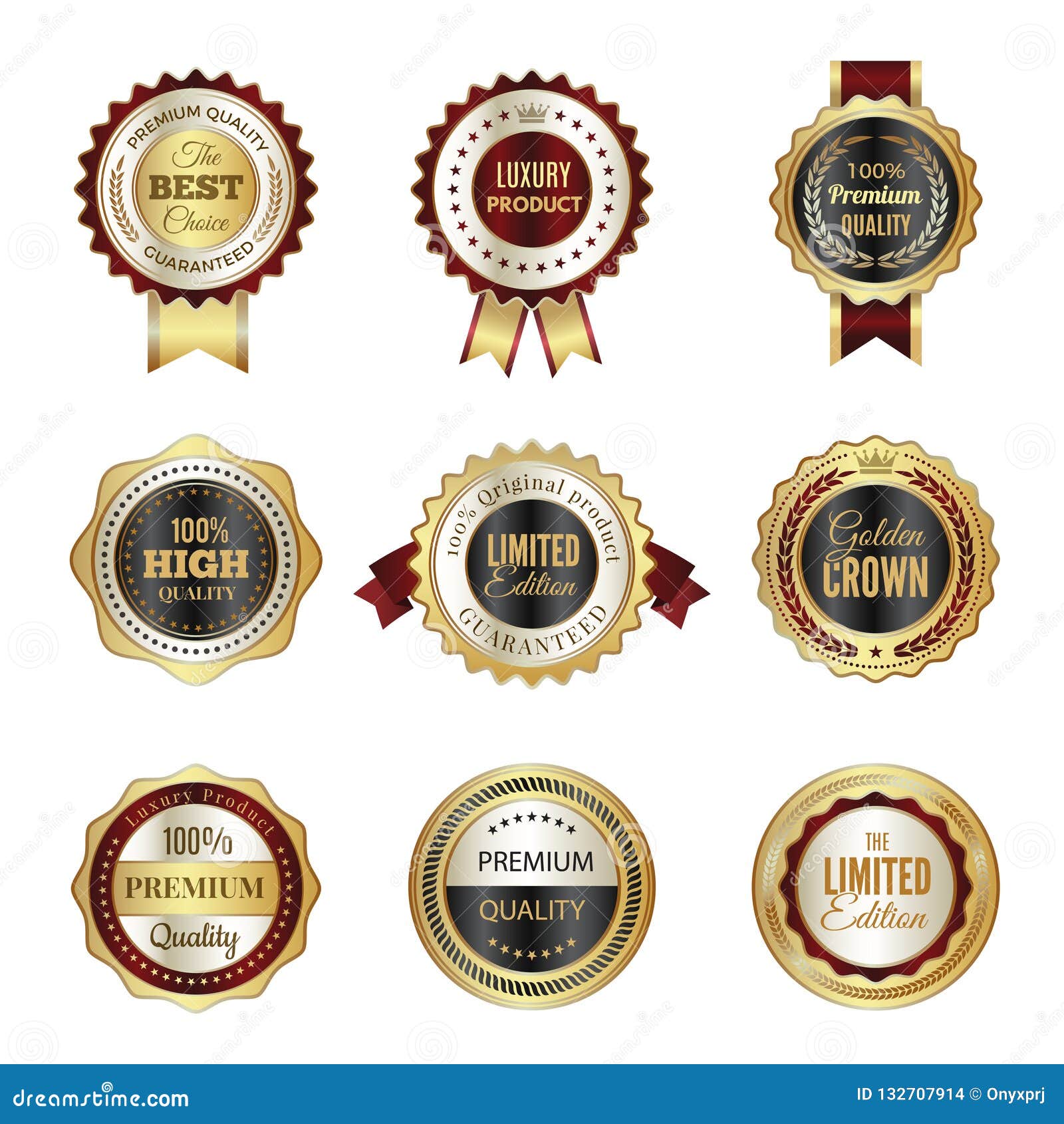 Free Vector  Realistic golden luxury badges collection