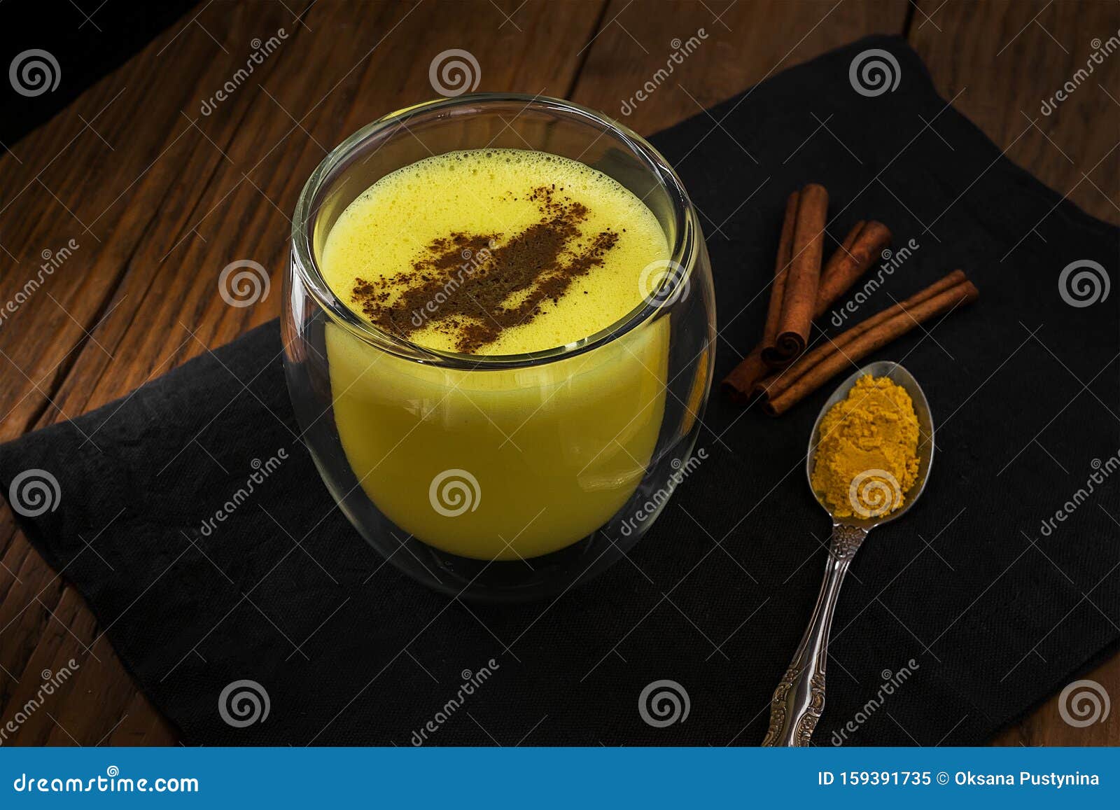 Golden Latte With Cinnamon. Traditional Indian Drink Turmeric Milk On A ...