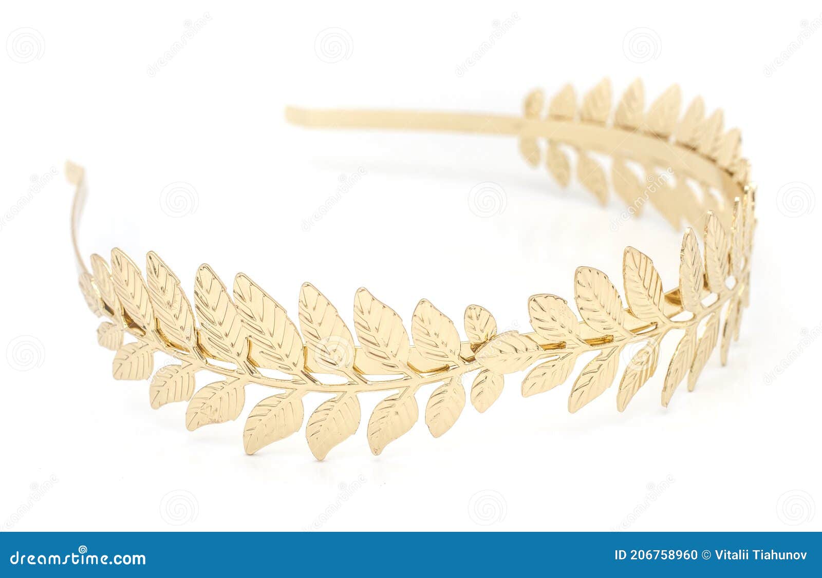 Golden Laurel Wreath, Headband Isolated On White Stockfoto Bild von lorbeer, getrennt 206758960