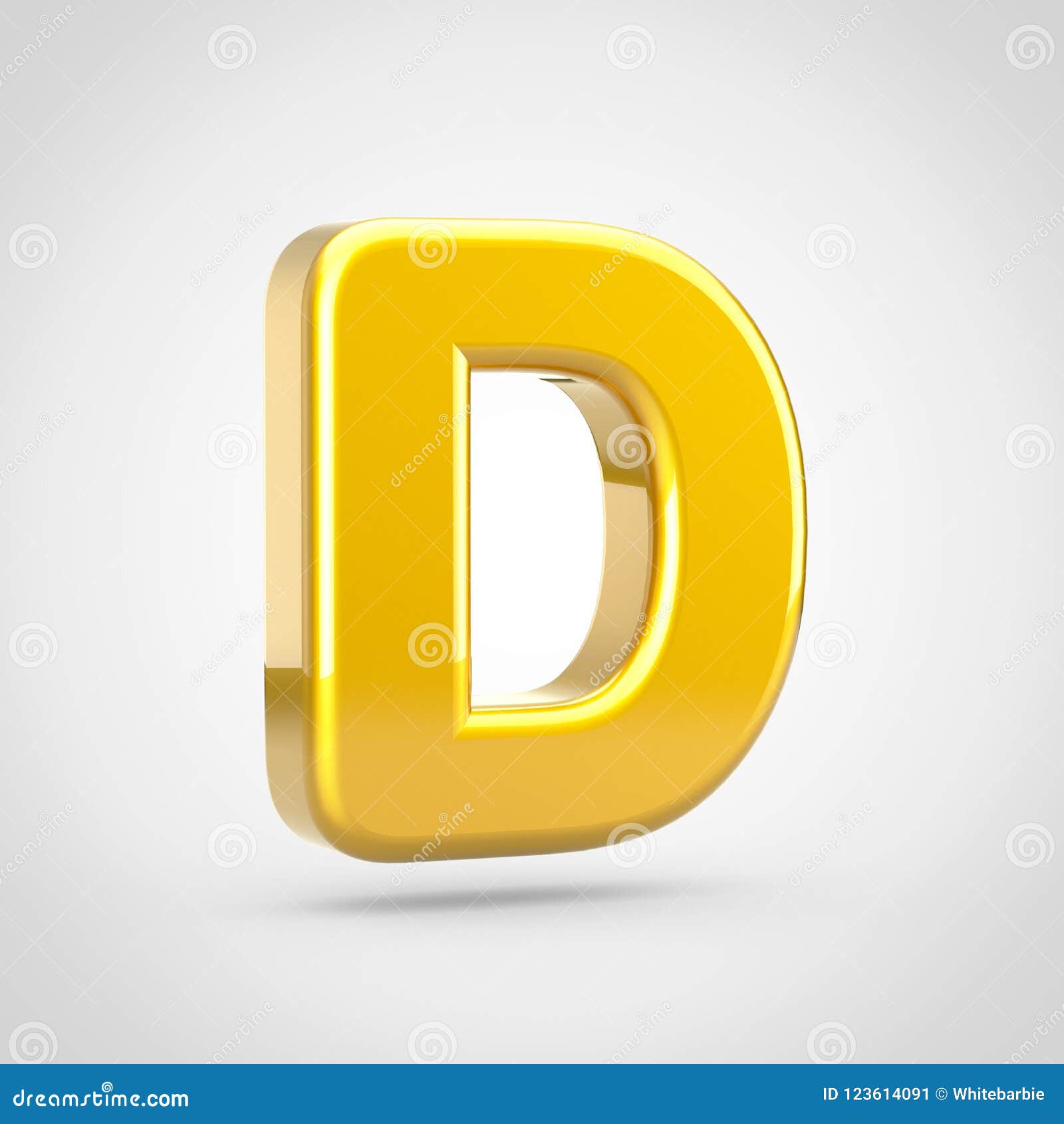 Golden Letter D Uppercase Isolated on White Background. Stock ...