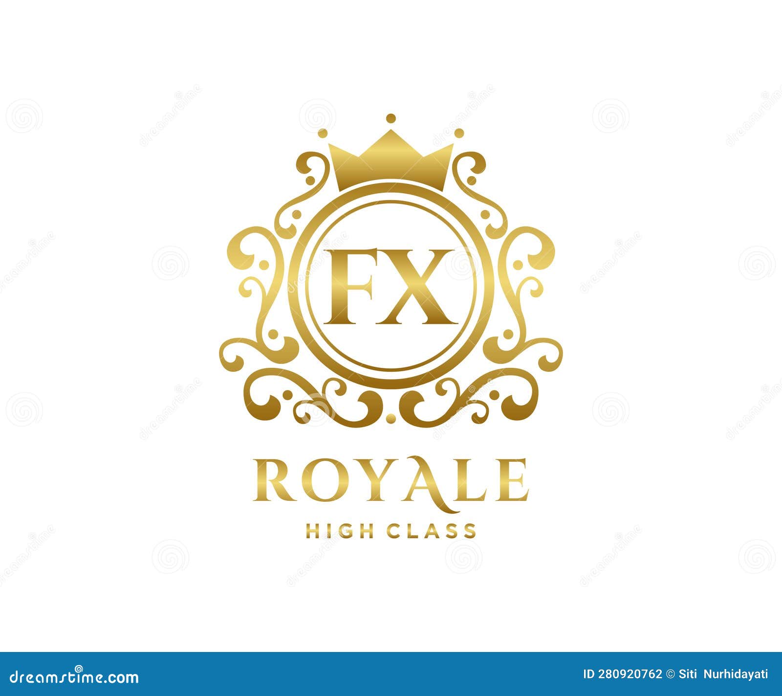 Golden Letter FX Template Logo Luxury Gold Letter with Crown