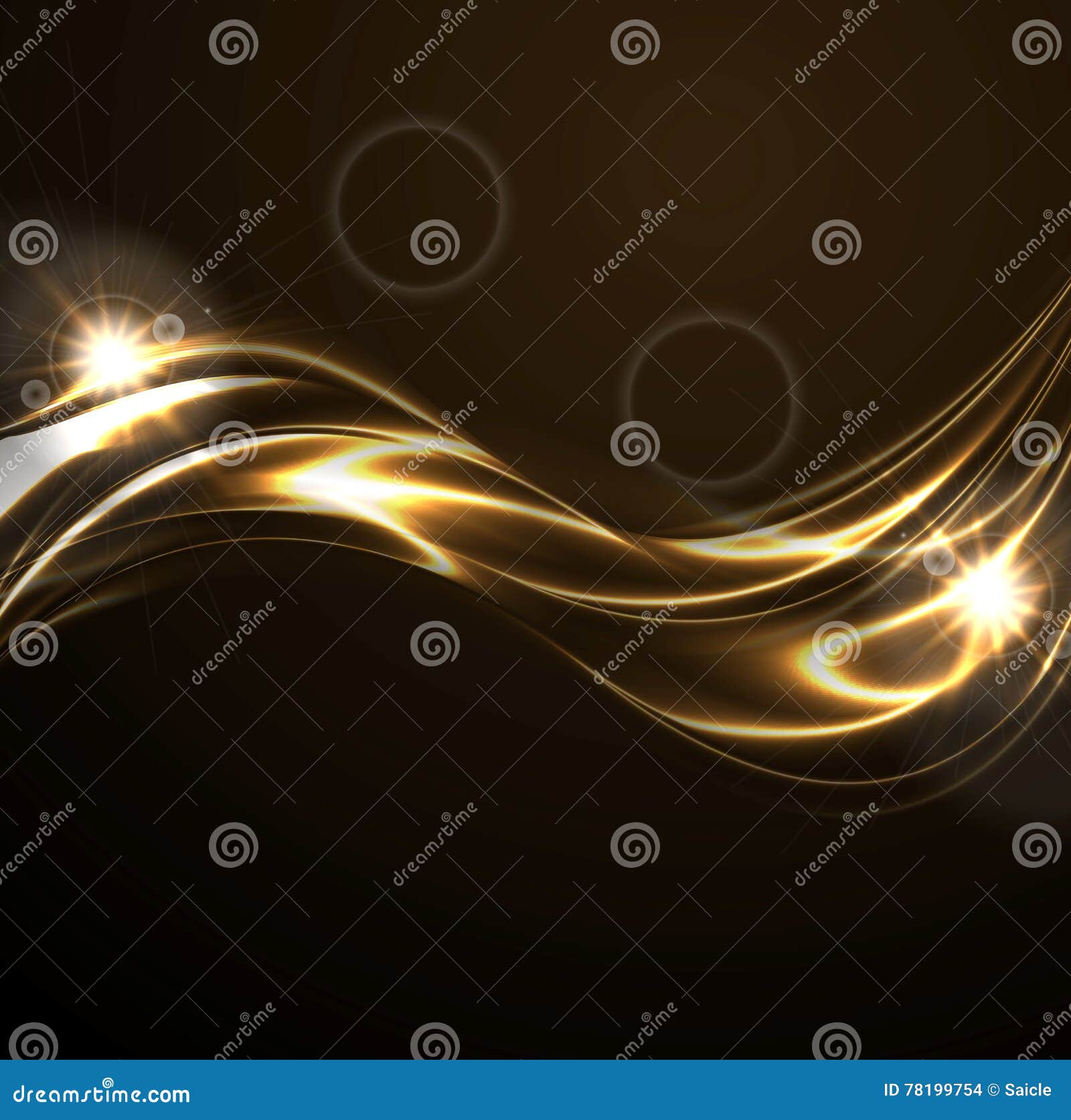 Golden Liquid Smooth Waves on Black Background Stock Vector ...