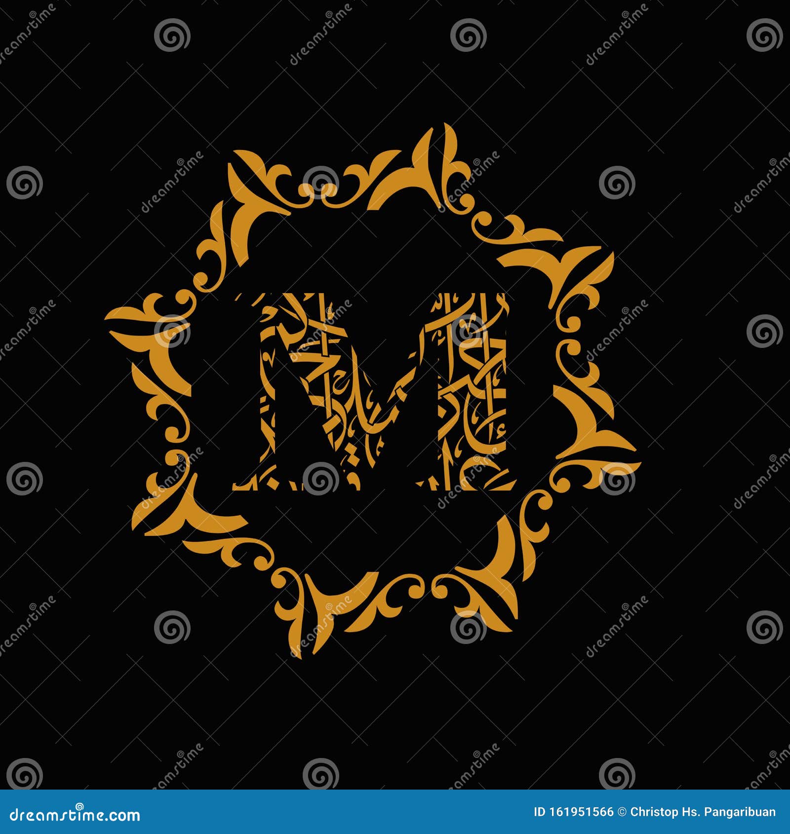 The M Letter by Arabic Islamic Font Style and Golden Flower Logo Design  Style Stock Illustration - Illustration of design, logo: 161951566