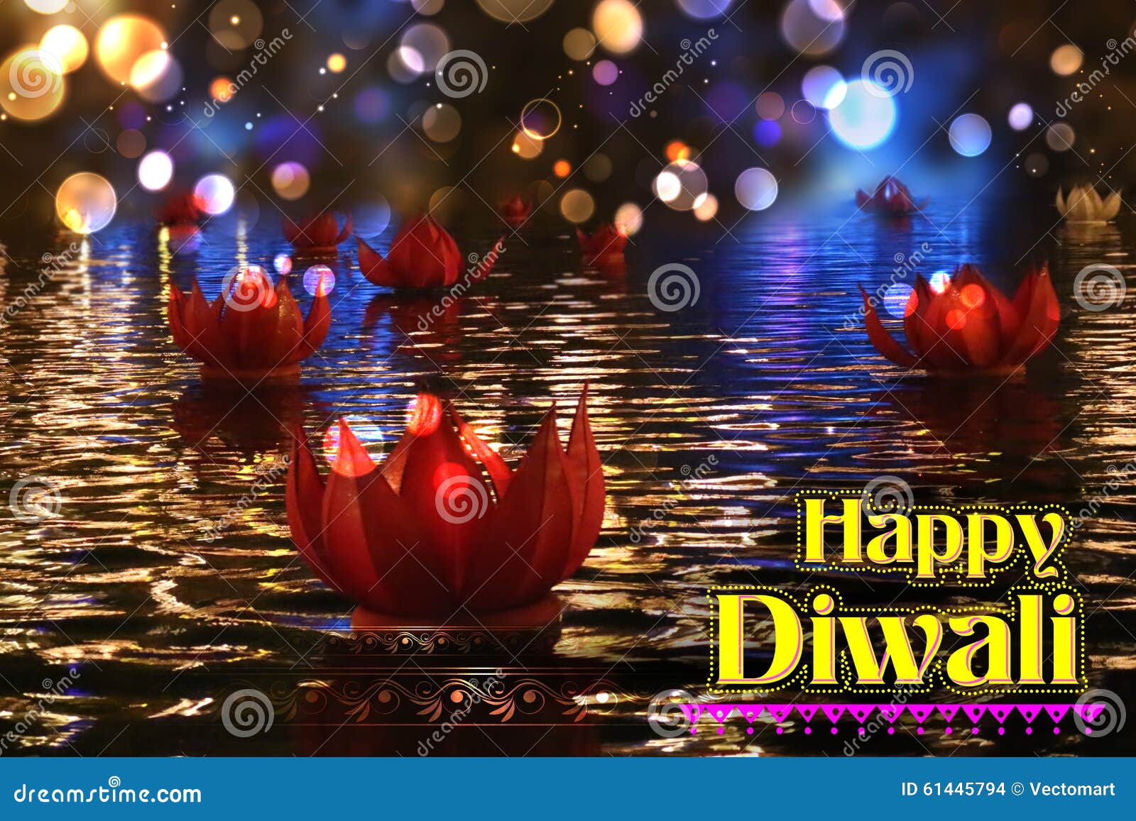 Diwali Background with Gold Glittery Lights Stock Vector  Illustration of  background deepavali 126832904