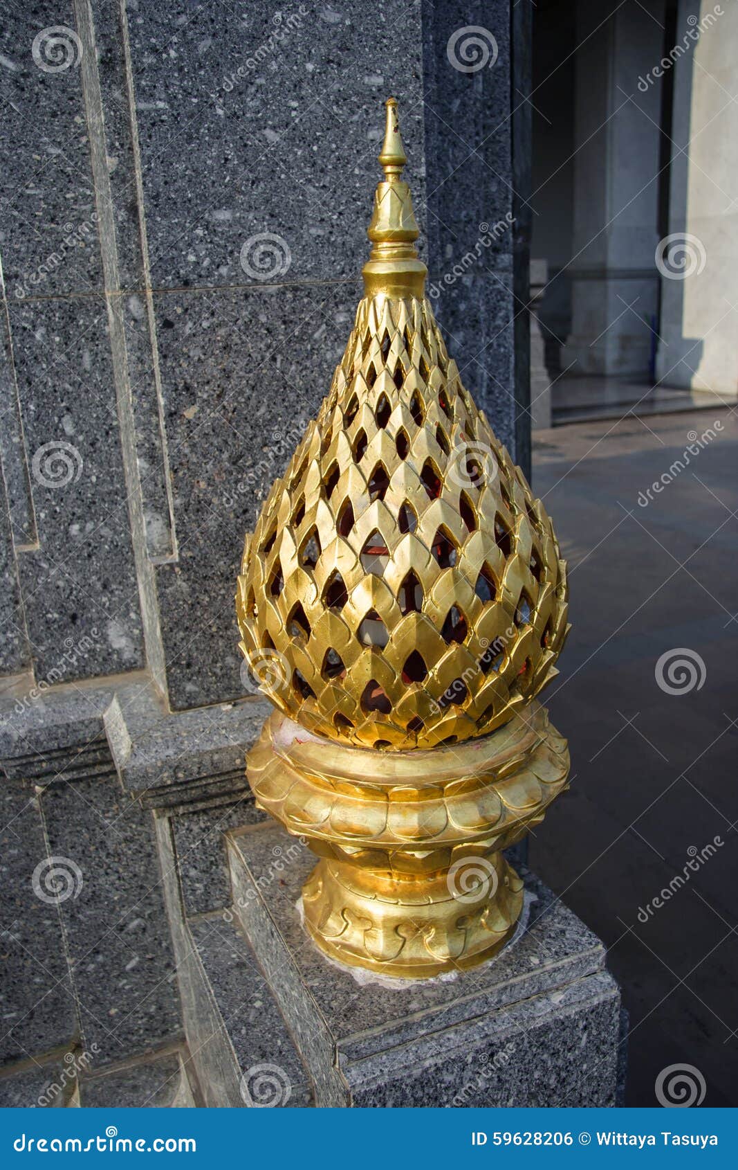 Golden Lotus statue stock photo. Image of architecture 59628206
