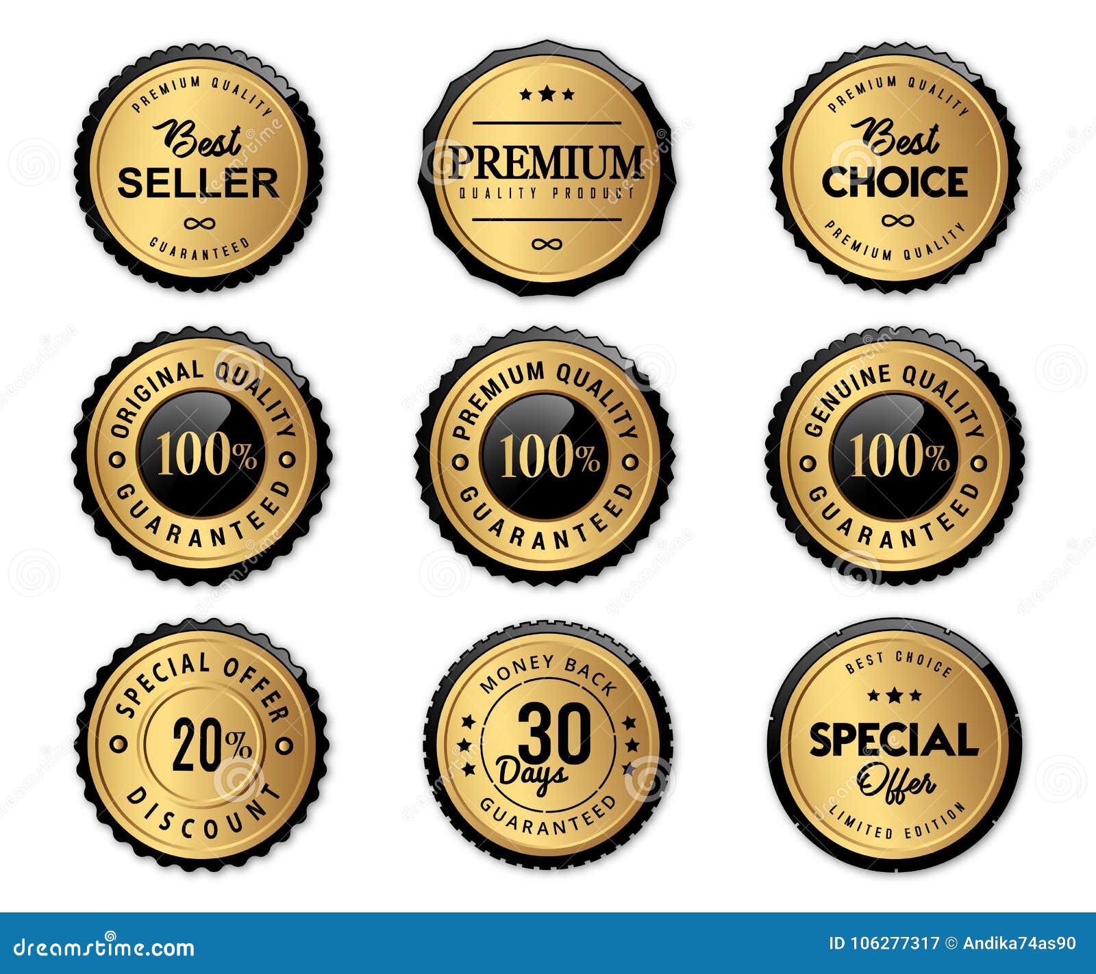 luxury seal labels gold and premium quality product