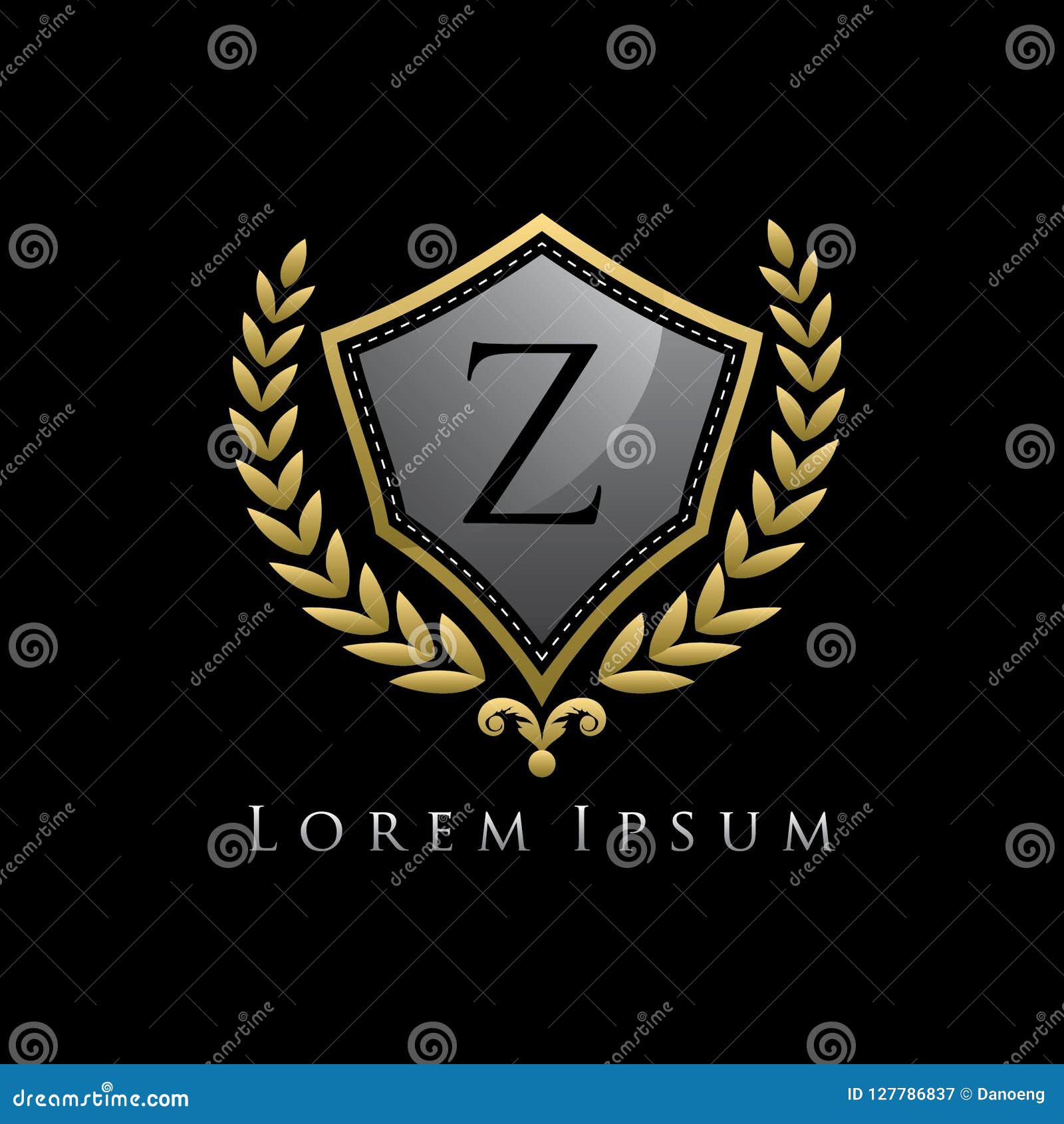 Golden Luxury Shield Z Letter Logo Stock Illustration
