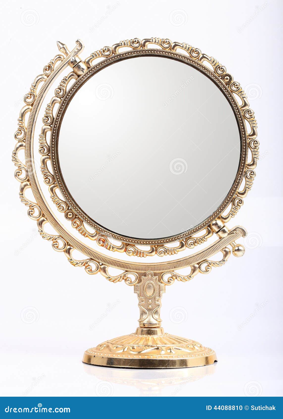 Golden makeup mirror stock photo. Image of retro, cosmetic 44088810