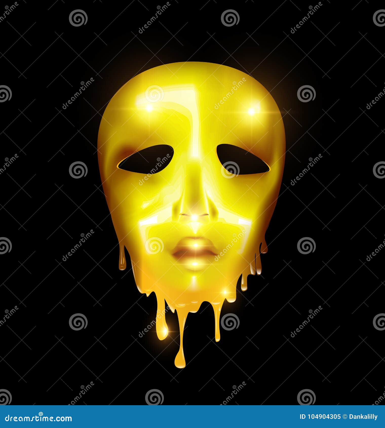 Golden mask of liquid face stock vector. Illustration of accessory