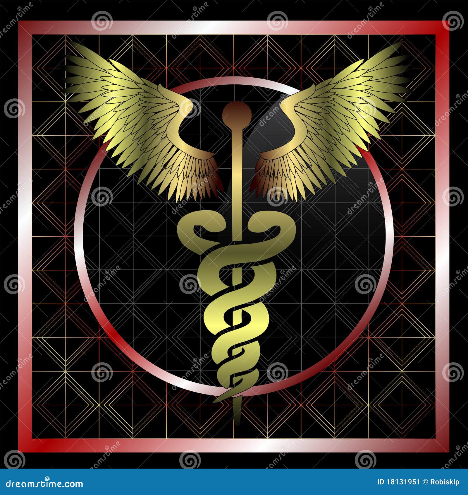 Golden medical caduceus stock vector. Illustration of metallic 18131951