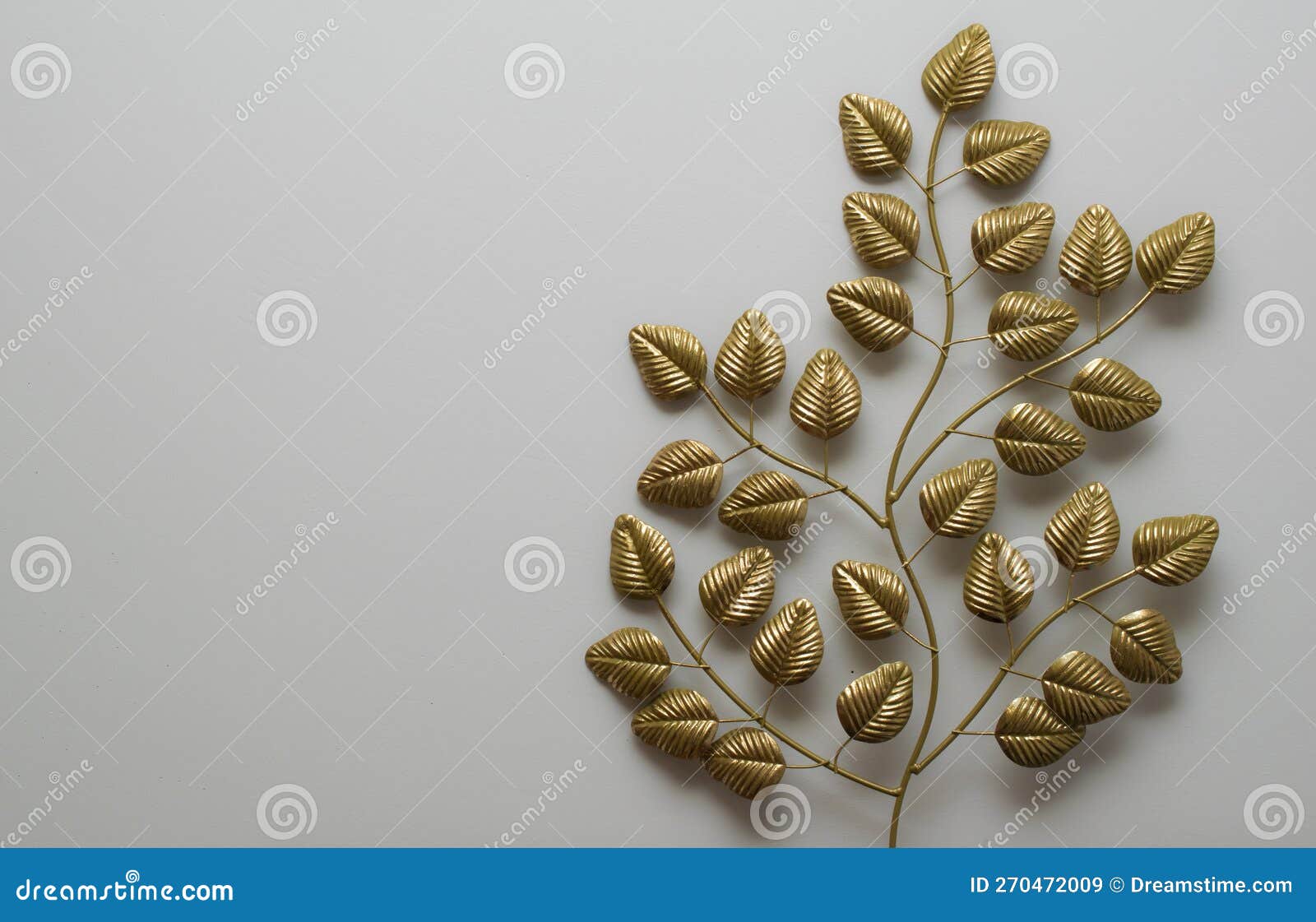 Golden Metal Leaves on a White Wall Stock Image Image of modern