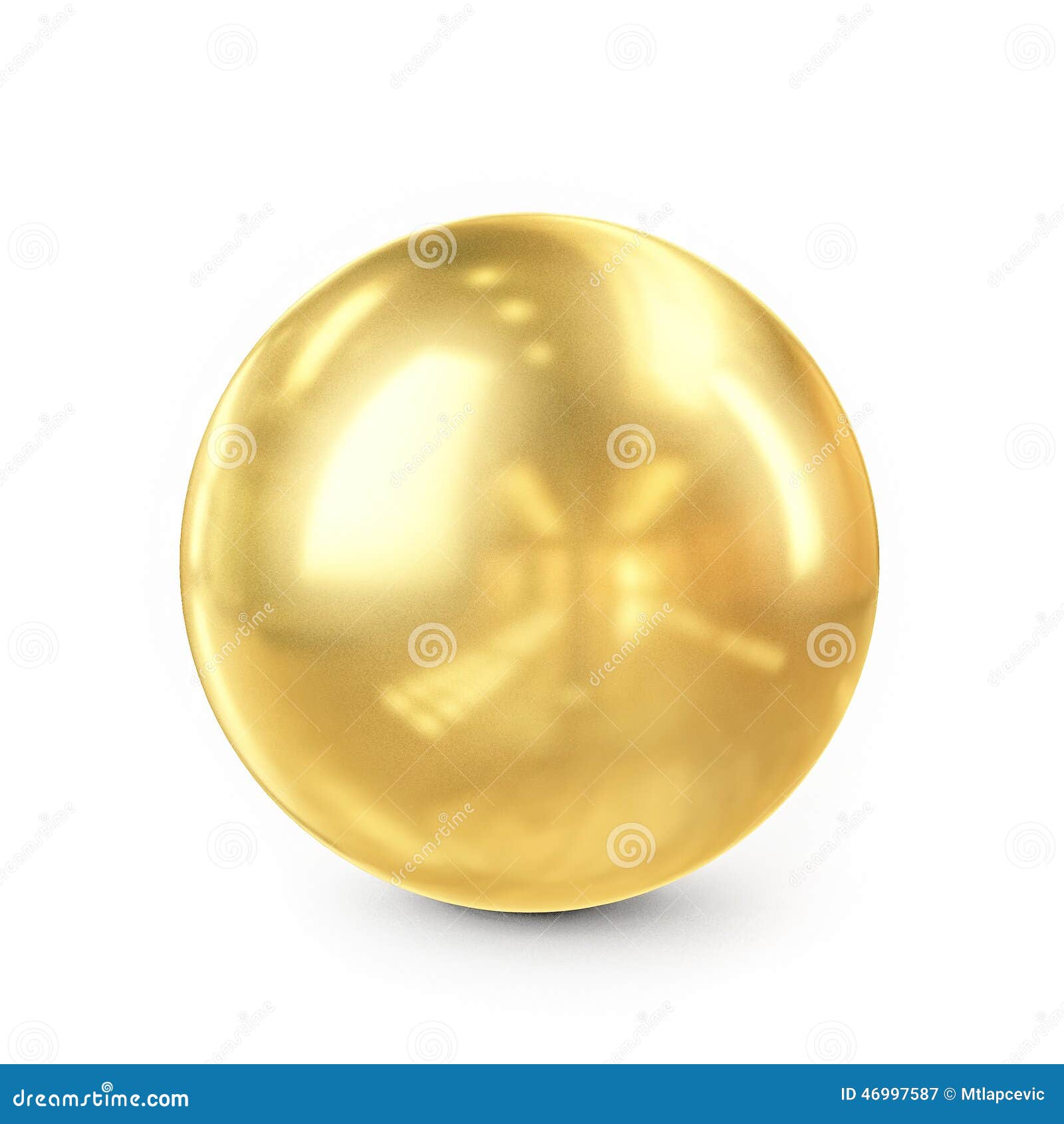 Golden Metal Sphere Isolated on White Background Stock Illustration