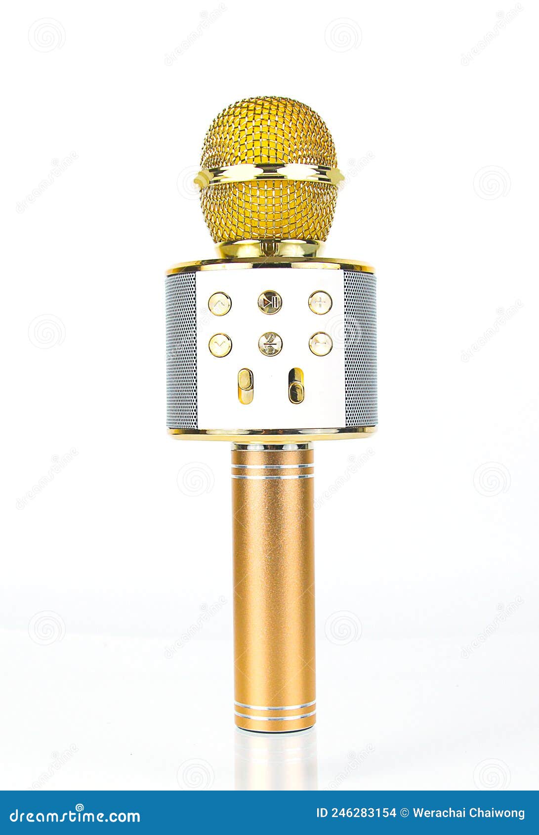 Golden Microphone is Used for Professional Singer Stock Photo Image