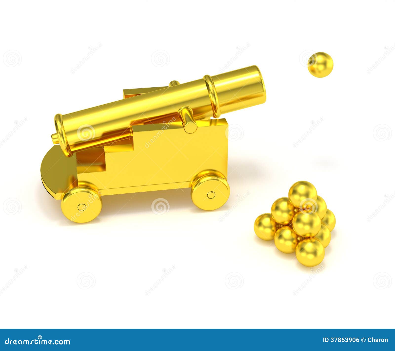 Golden Miniature Cannon Cannonball Royalty Free Stock Image Image
