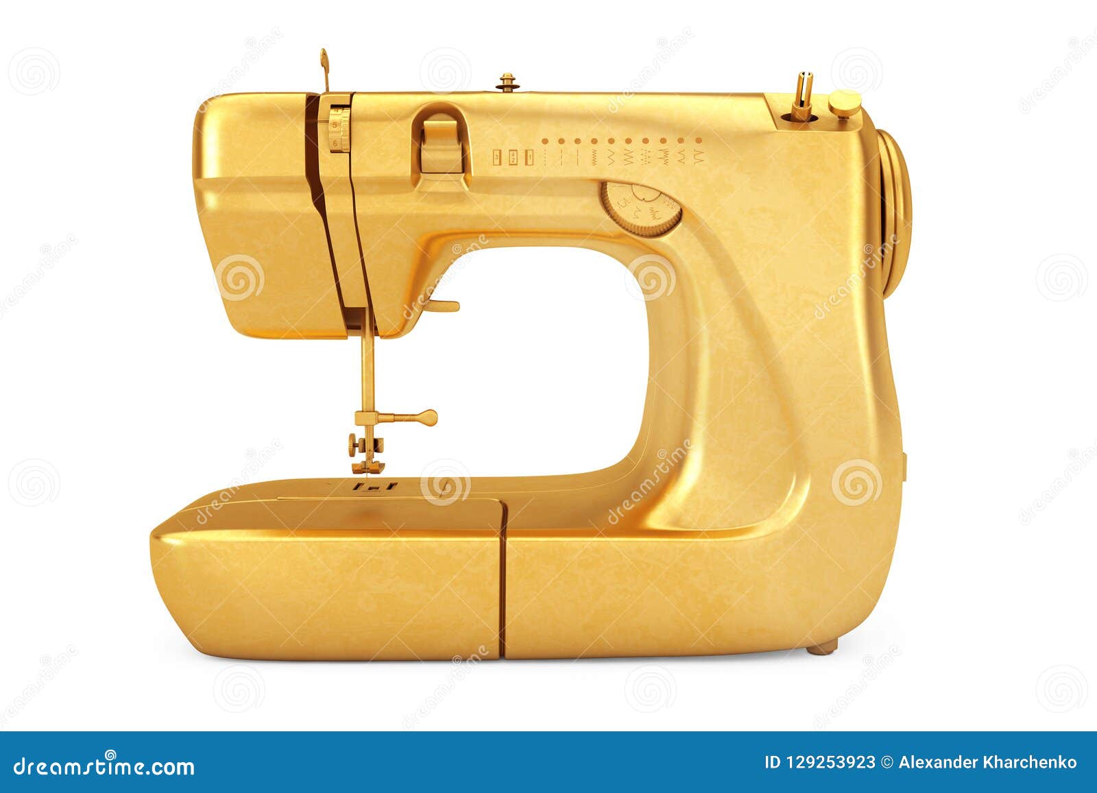 Golden Modern Sewing Machine. 3d Rendering Stock Illustration